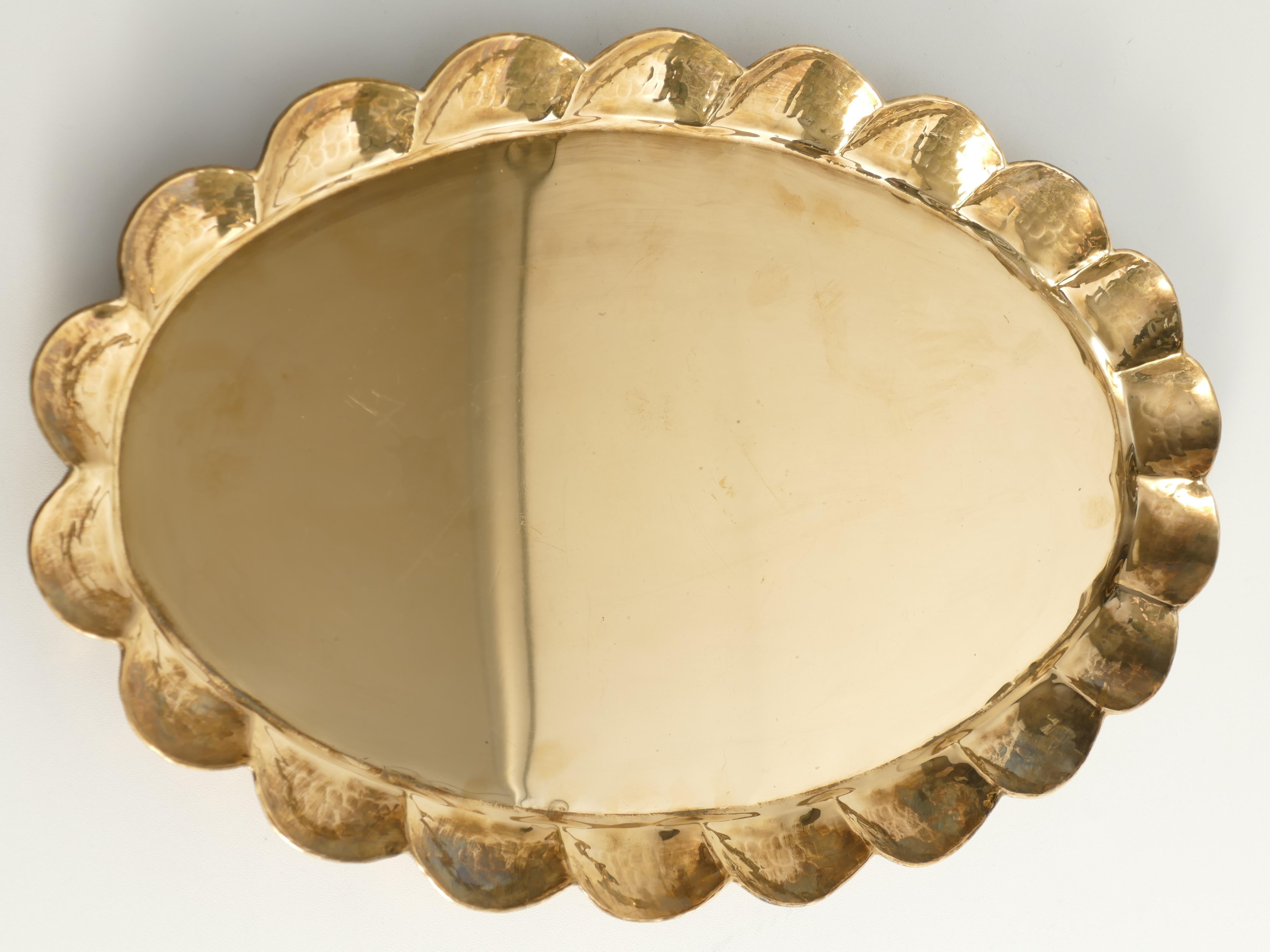 Hollywood Regency Oval Brass Tray by Arvid Johansson, Arvika Konstsmide, Sweden 12