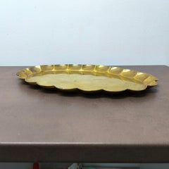 Hollywood Regency Oval Brass Tray by Arvid Johansson, Arvika Konstsmide, Sweden