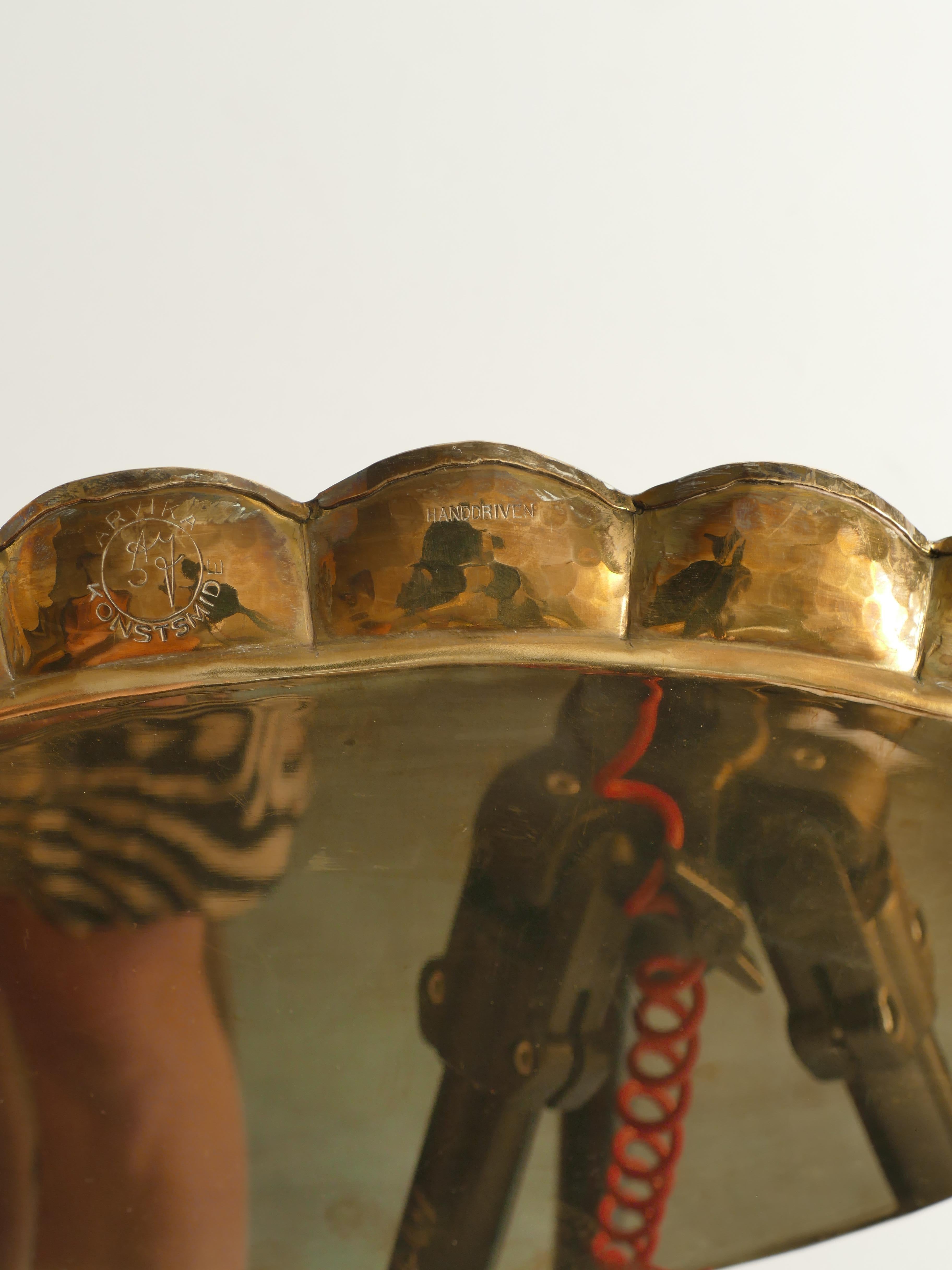 Swedish Hollywood Regency Oval Brass Tray by Arvid Johansson, Arvika Konstsmide, Sweden