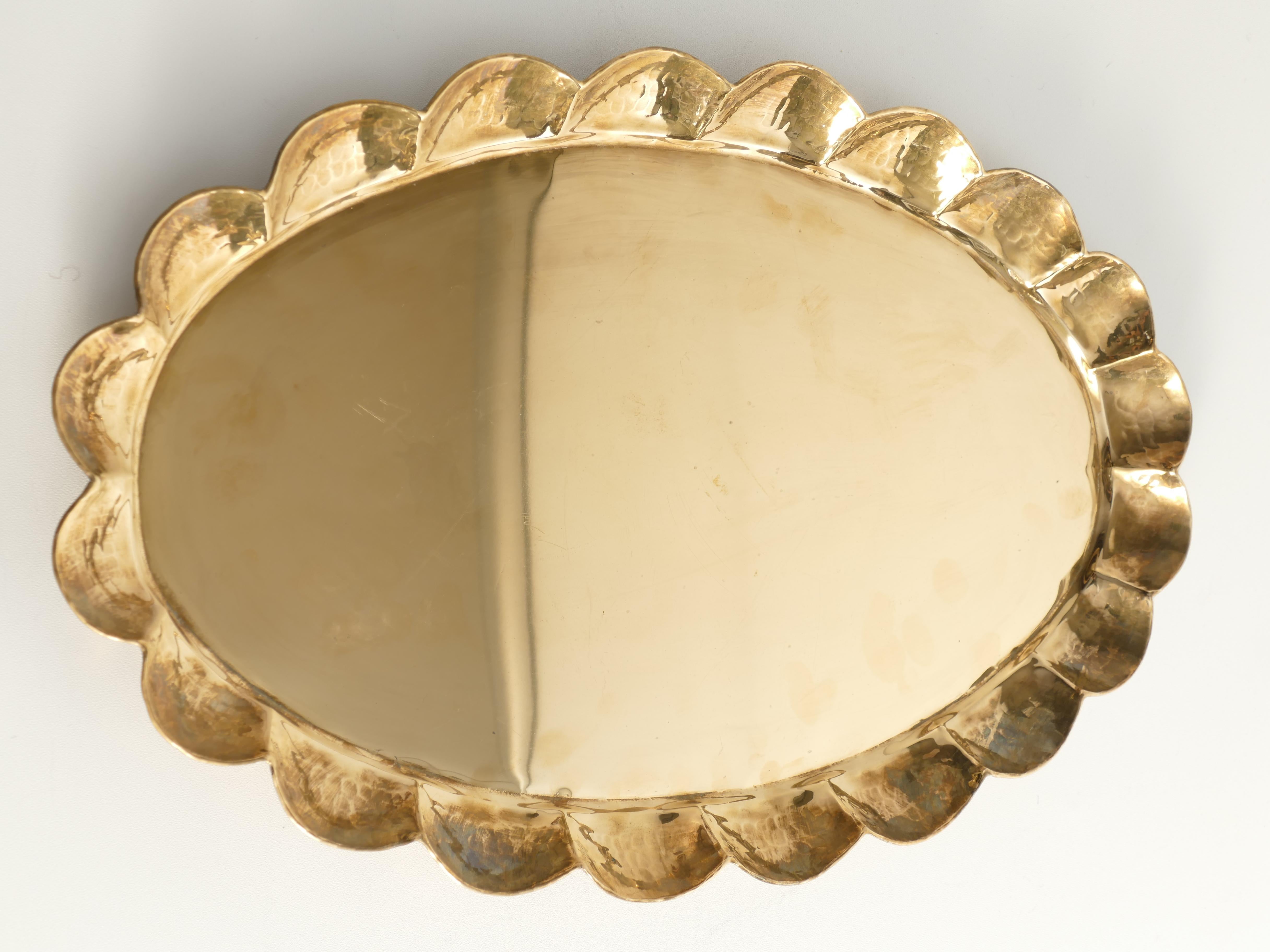 Hollywood Regency Oval Brass Tray by Arvid Johansson, Arvika Konstsmide, Sweden In Good Condition In Grythyttan, SE