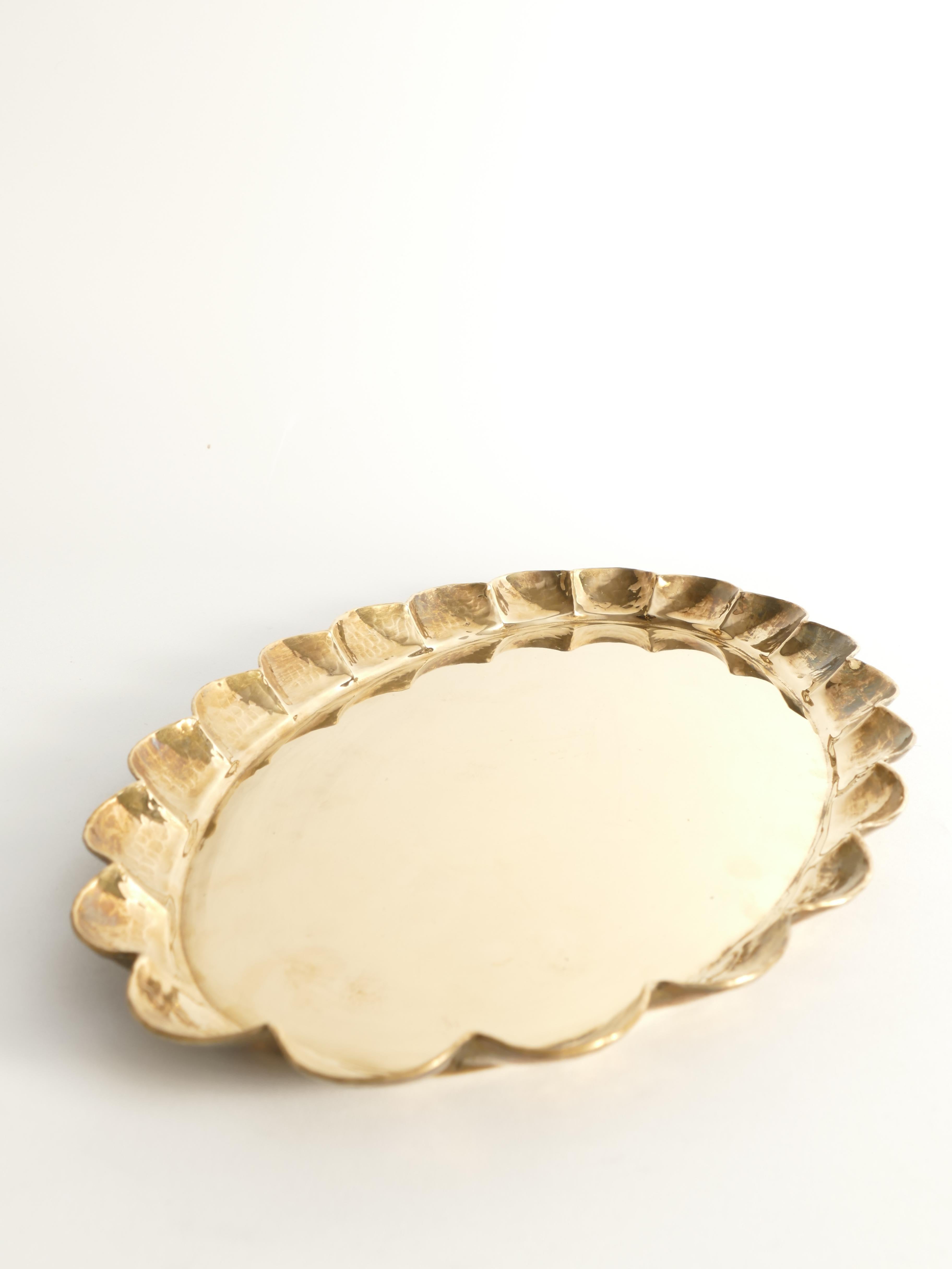 Hollywood Regency Oval Brass Tray by Arvid Johansson, Arvika Konstsmide, Sweden 2