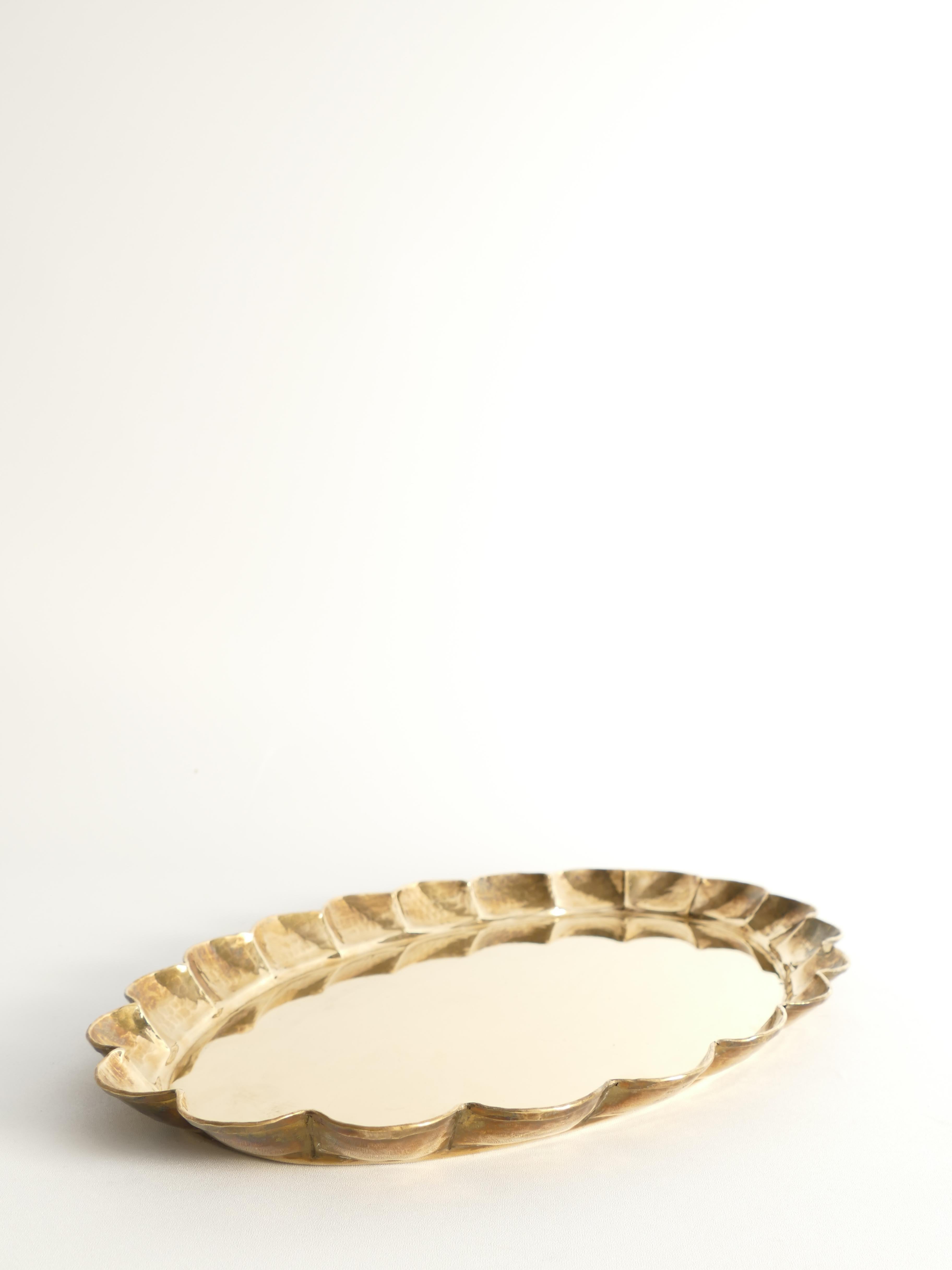 Hollywood Regency Oval Brass Tray by Arvid Johansson, Arvika Konstsmide, Sweden 3