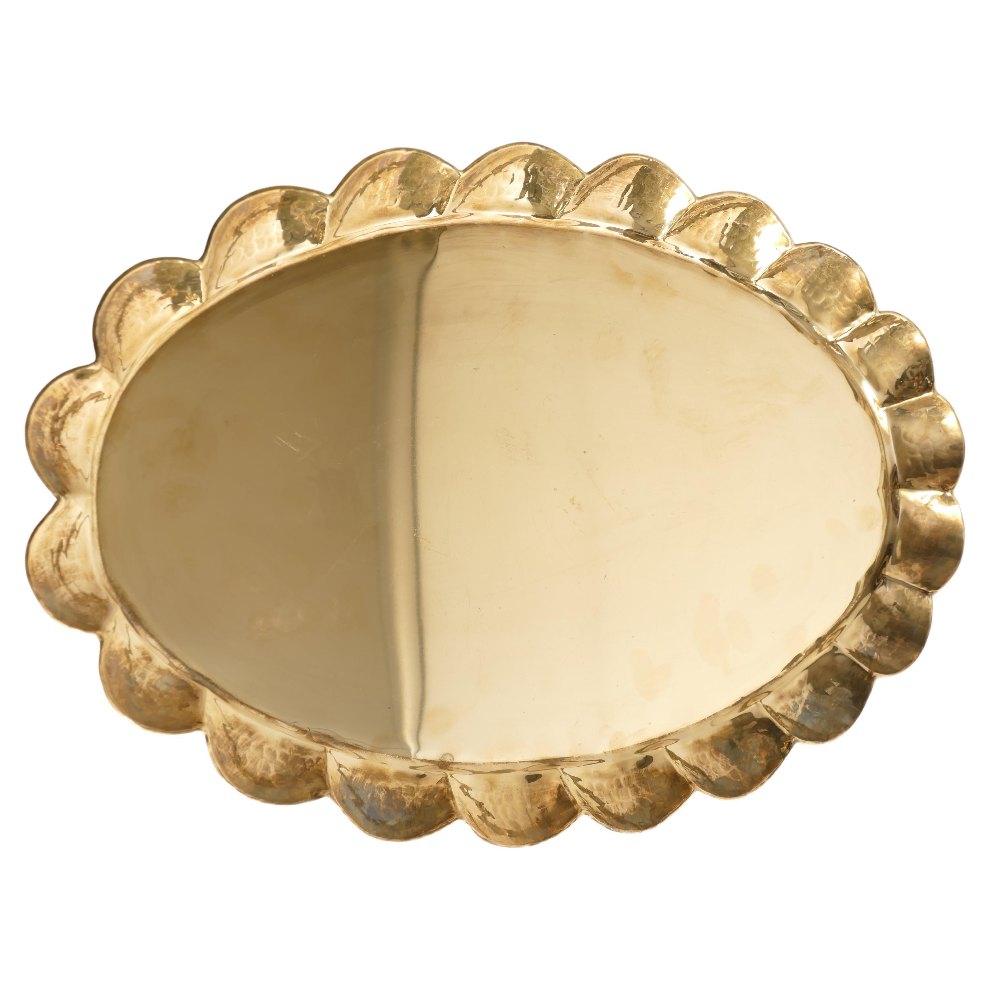Hollywood Regency Oval Brass Tray by Arvid Johansson, Arvika Konstsmide, Sweden