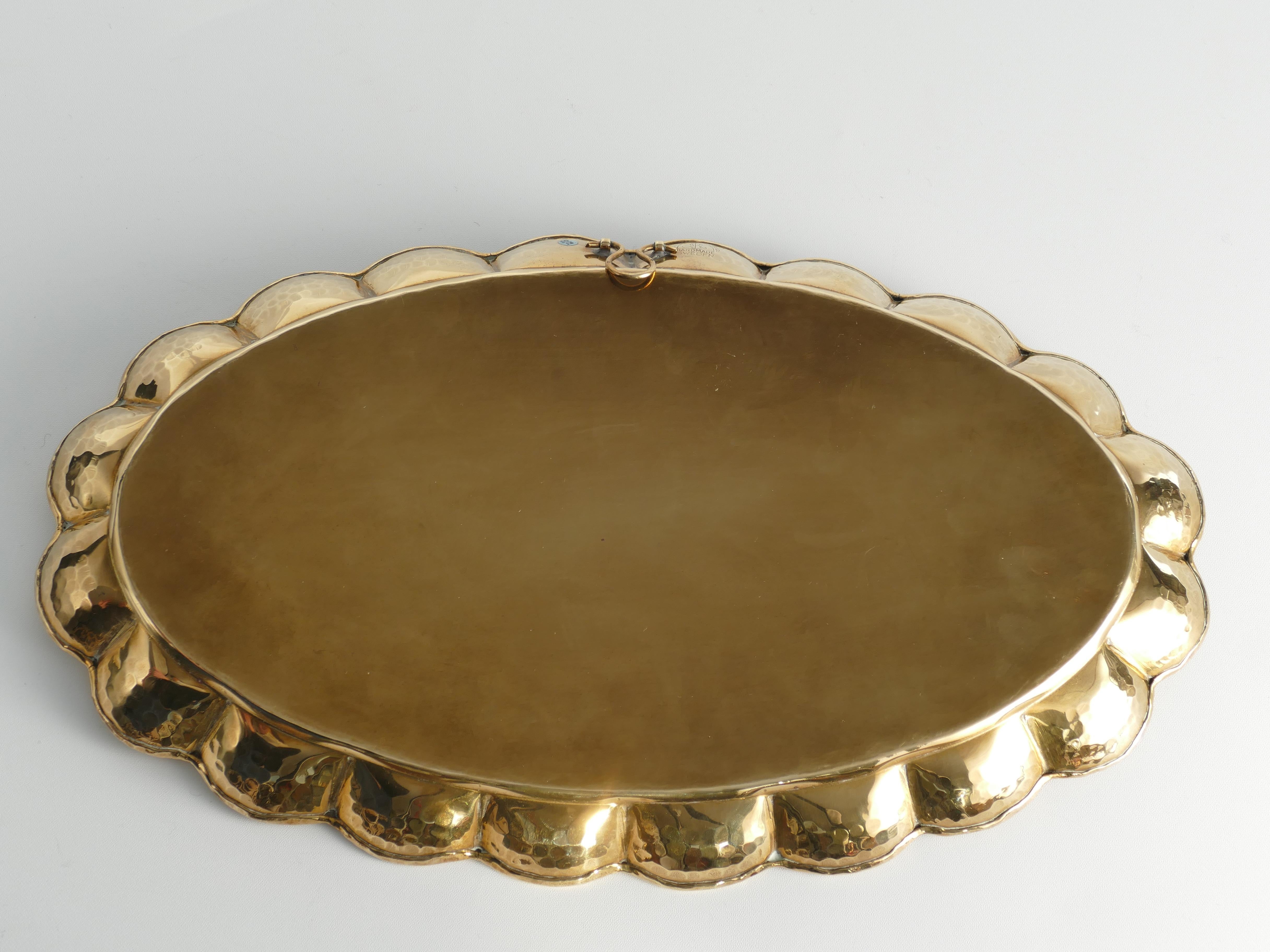 Mid-20th Century Hollywood Regency Oval Brass Tray by Karlstad Konstsmide, Sweden For Sale