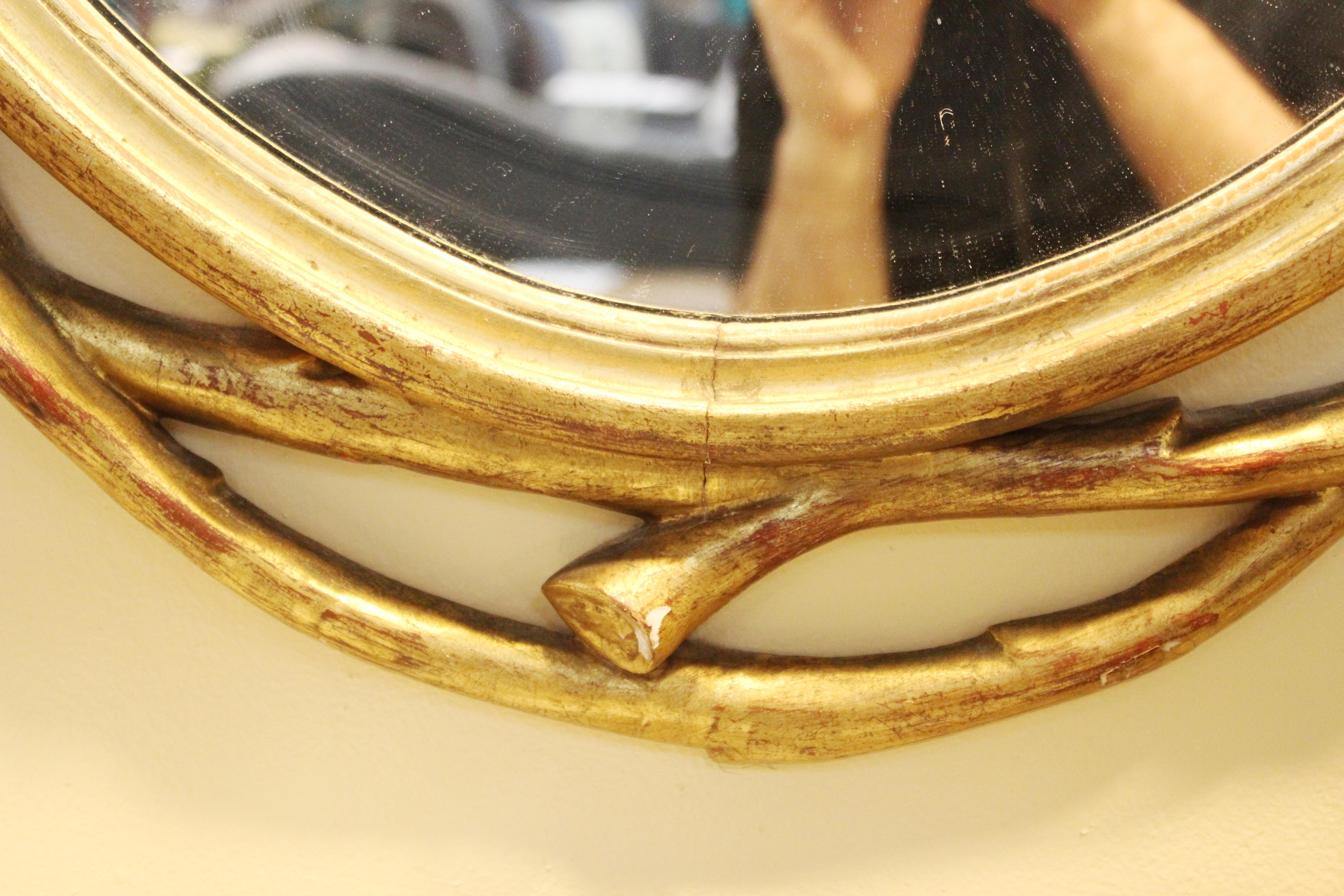 Hollywood Regency Oval Mirrors with Carved Giltwood Frame 4
