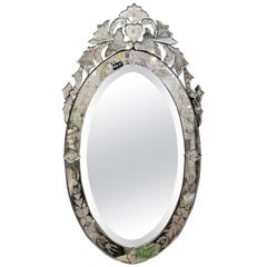 Hollywood Regency Oval Venetian Mirror