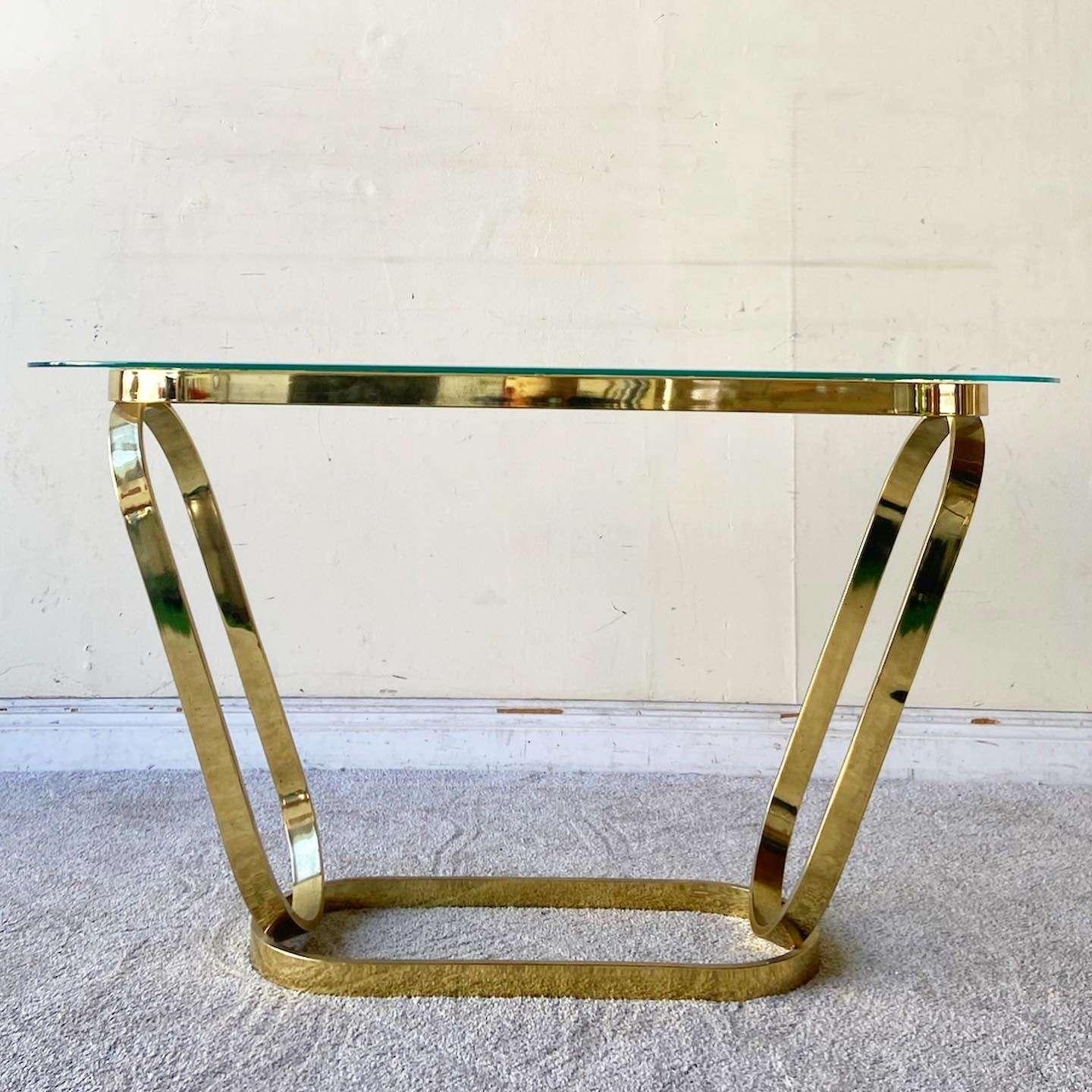 Hollywood Regency Ovalierian Console Table In Good Condition For Sale In Delray Beach, FL