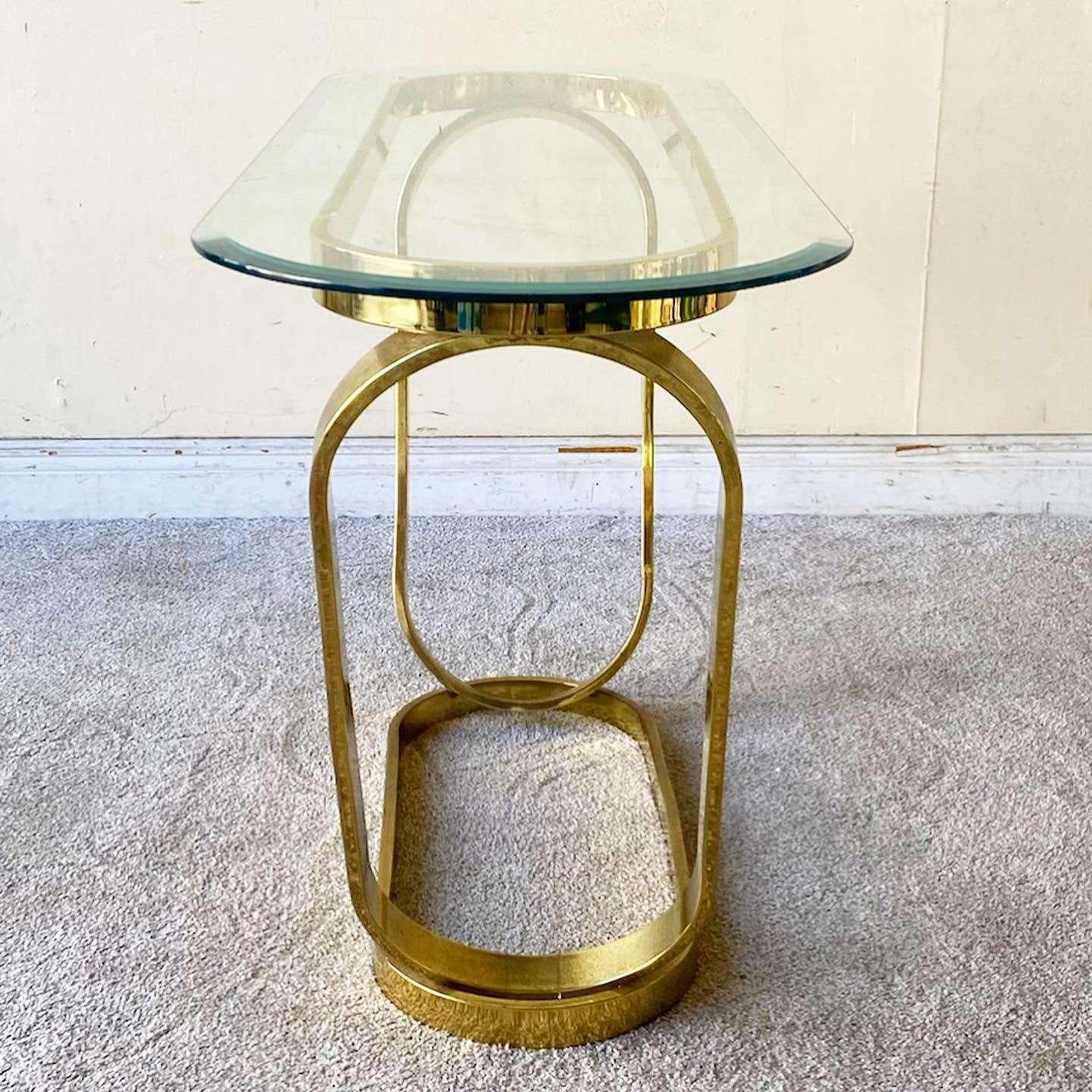 Late 20th Century Hollywood Regency Ovalierian Console Table For Sale