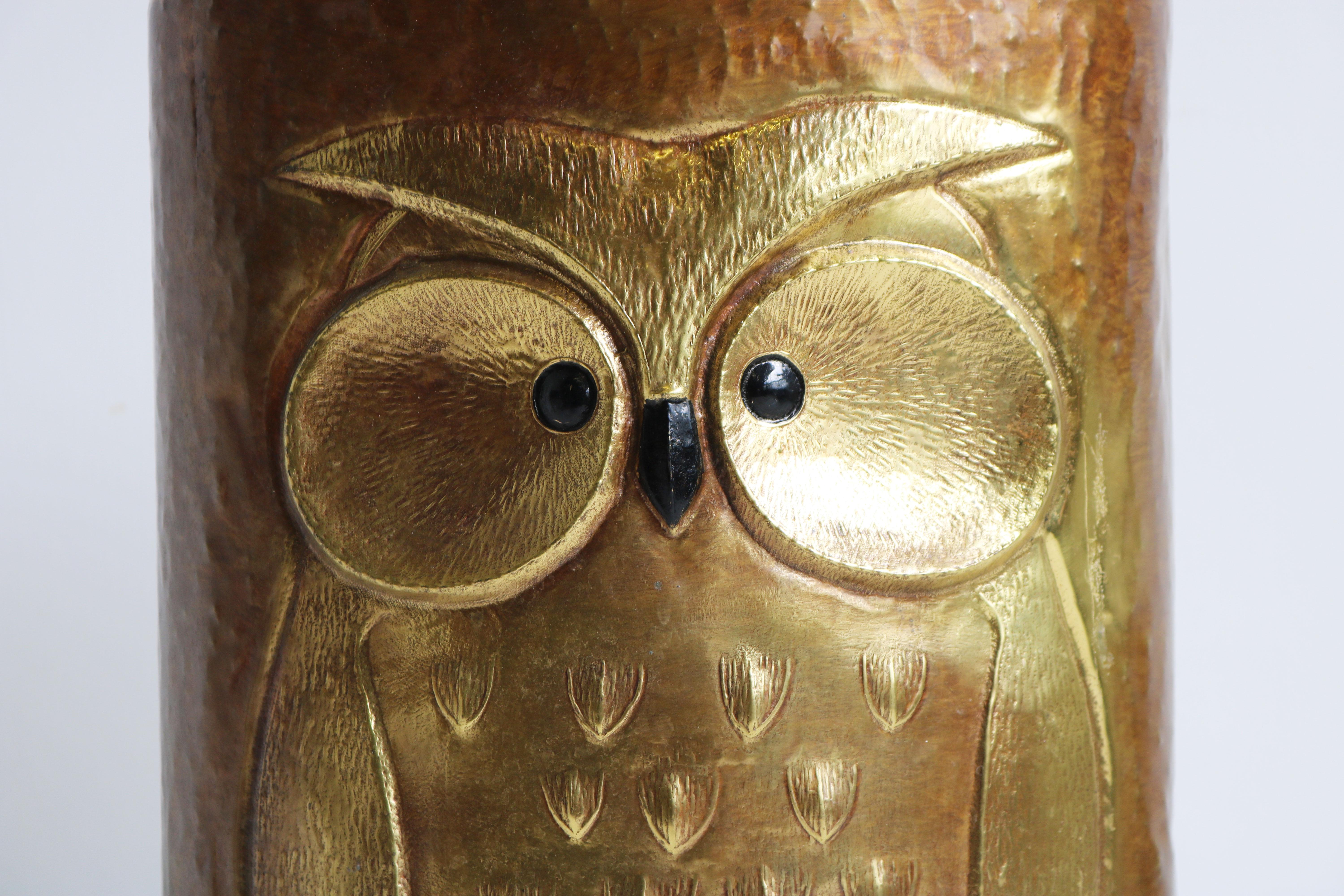 Mid-20th Century Hollywood Regency Owl Umbrella Stand Brass by Micap Belgium 1960 Vintage Design