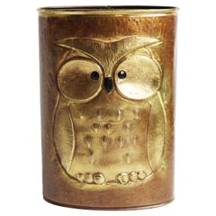 Hollywood Regency Owl Umbrella Stand Brass by Micap Belgium 1960 Vintage Design