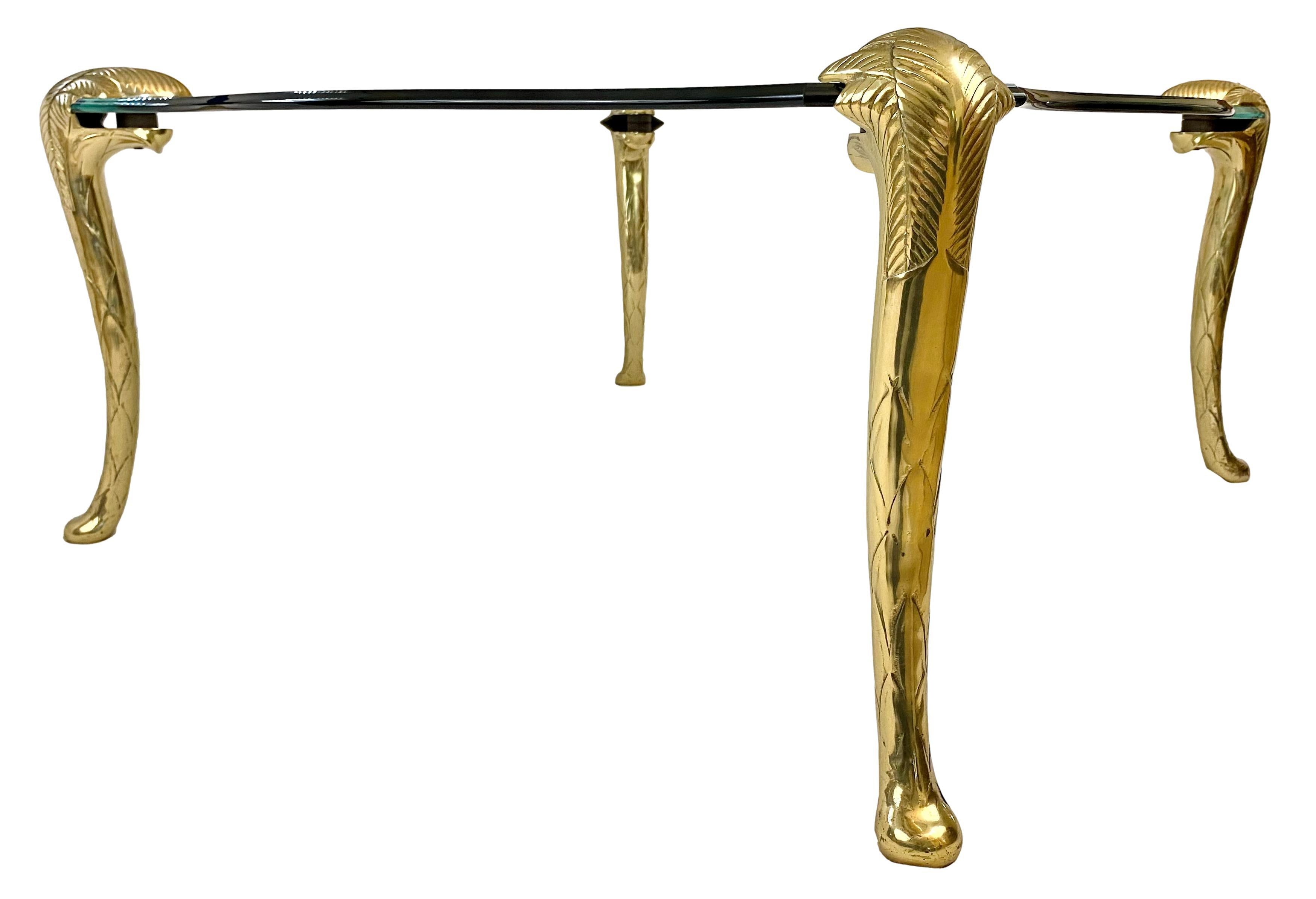 Hollywood Regency P. E. Guerin Style Brass and Glass Coffee Table, 1970s 1
