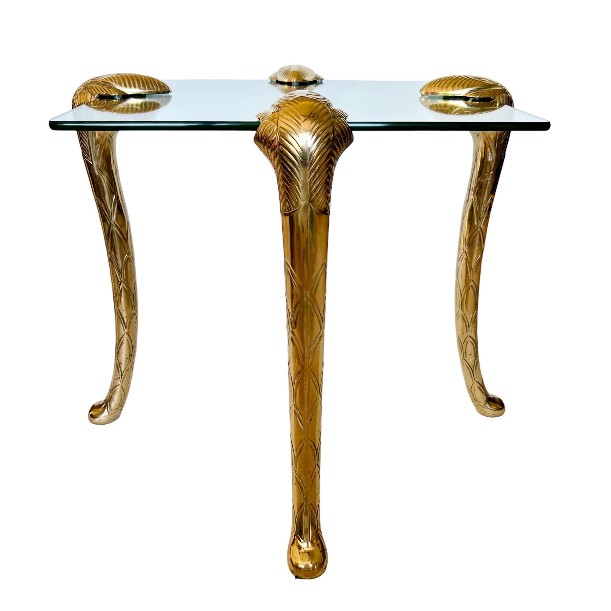 Hollywood Regency P. E. Guerin Style Brass Floating Glass Side Table For Sale 5