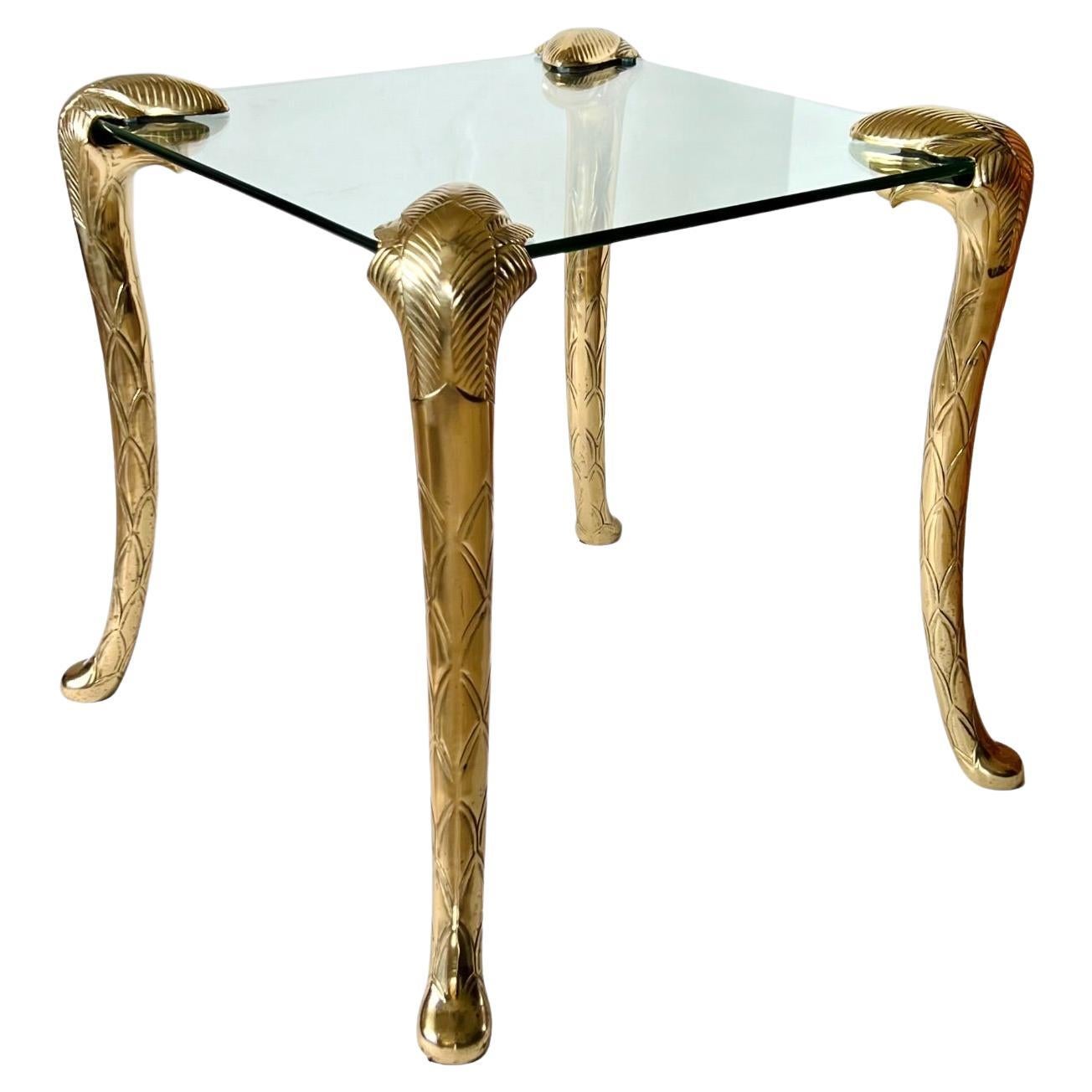 Hollywood Regency P. E. Guerin Style Brass Floating Glass Side Table
