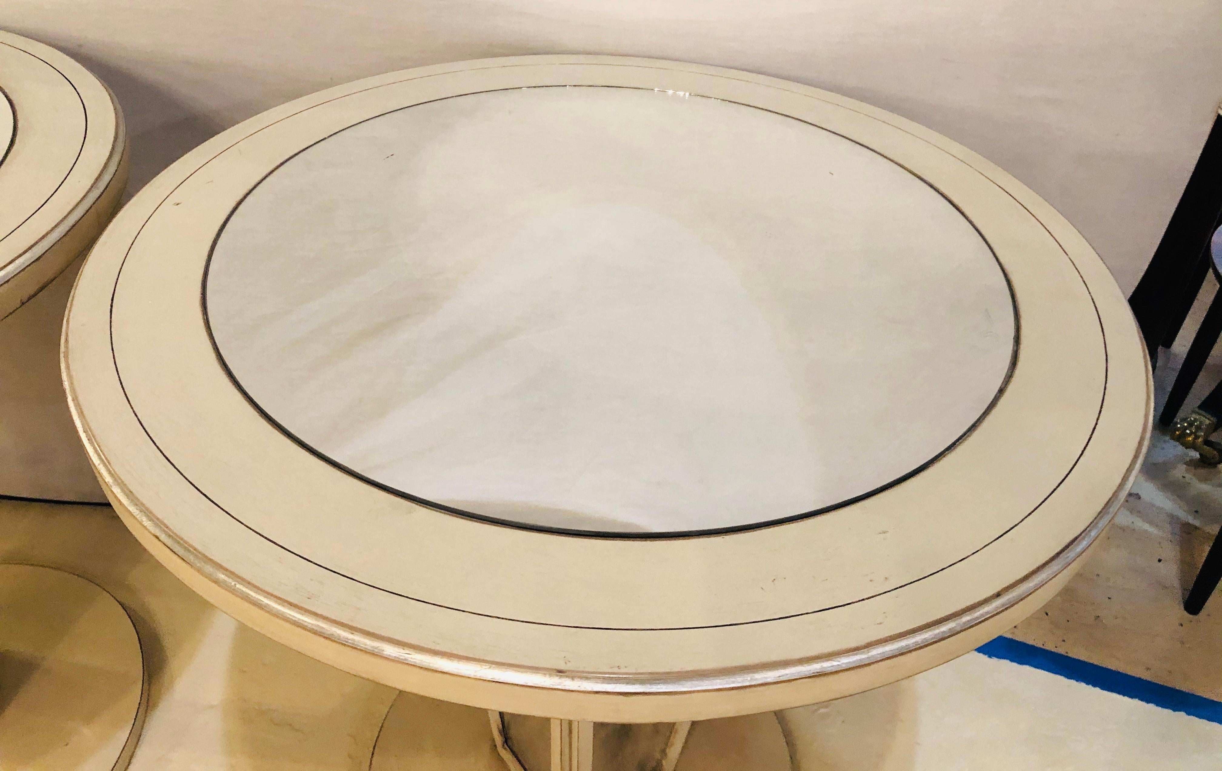 Hollywood Regency Paint Decorated Mirrored Side, End or Lamp Tables, a Pair For Sale 3