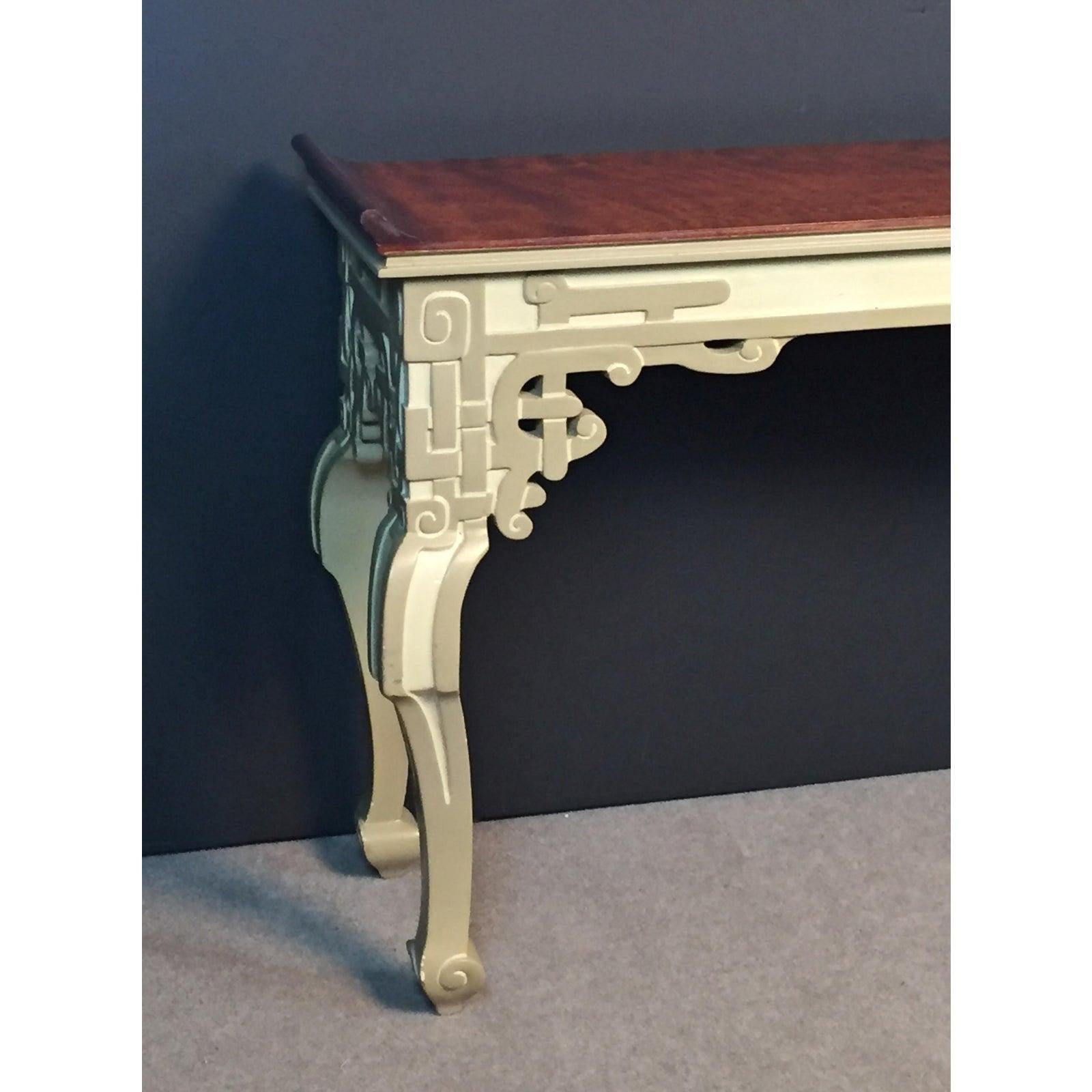 20th Century Lacquered and Burled Wood Console Table For Sale