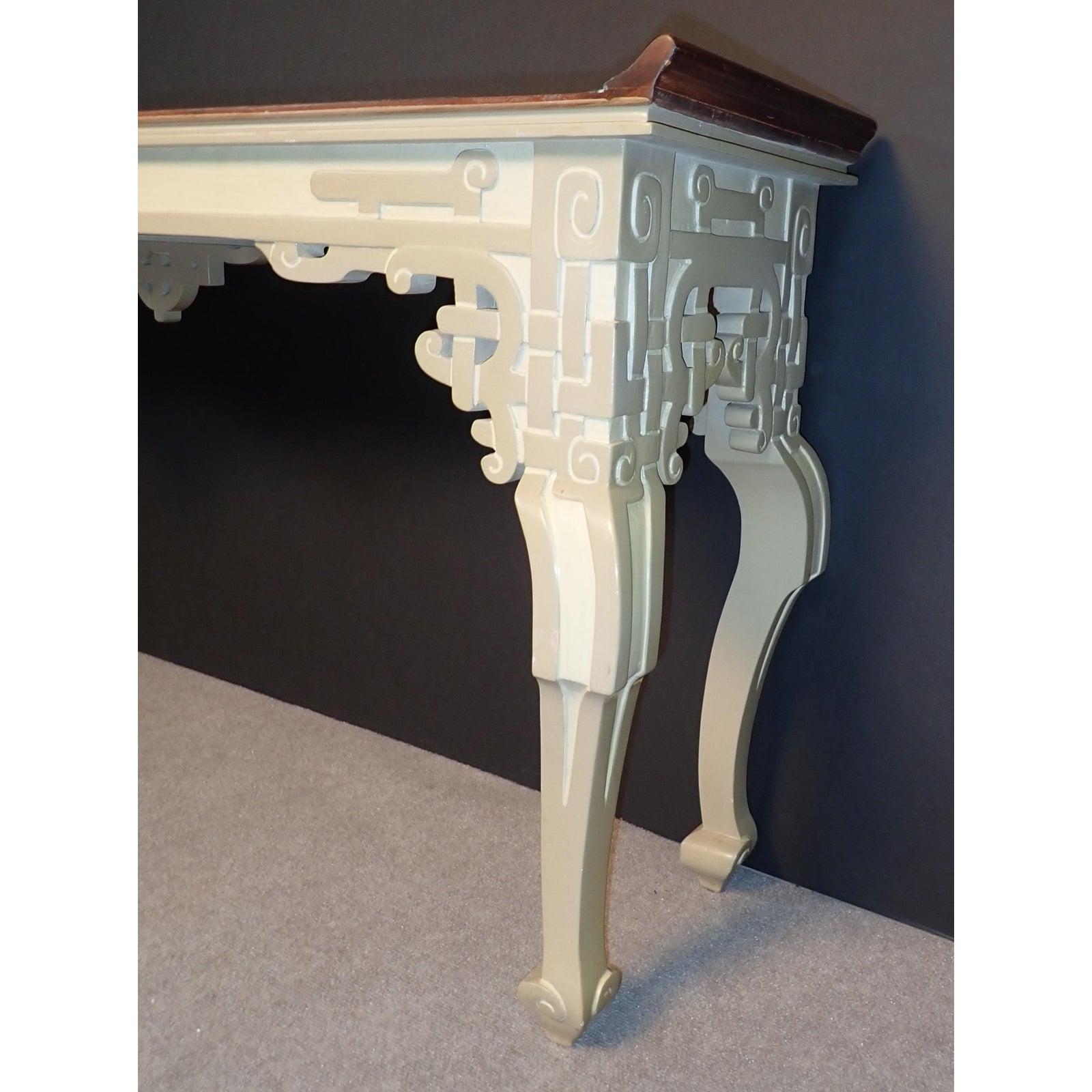 Lacquered and Burled Wood Console Table For Sale 1