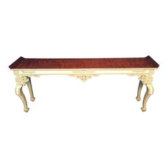 Lacquered and Burled Wood Console Table