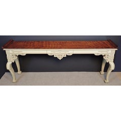 Lacquered and Burled Wood Console Table
