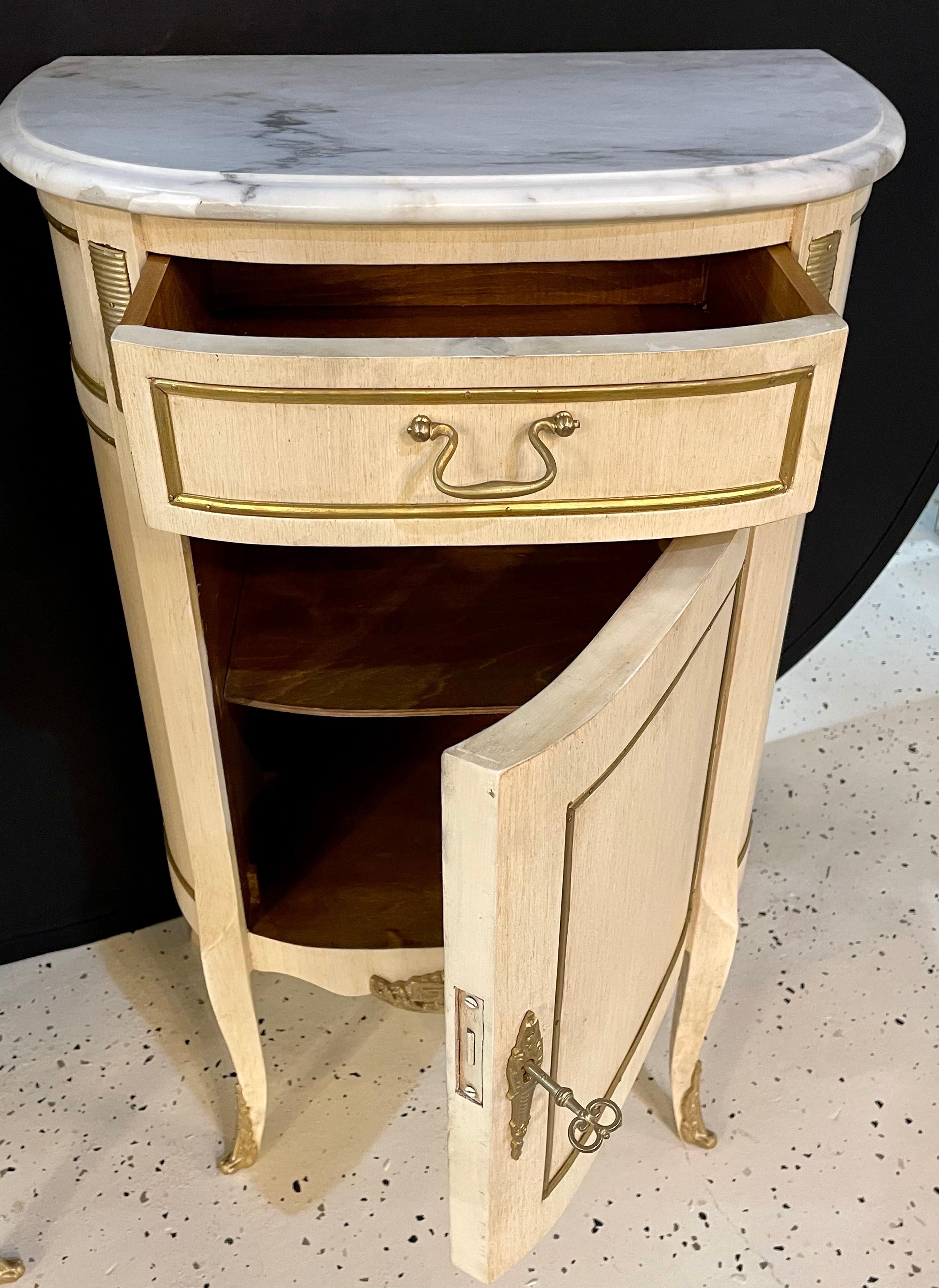 Hollywood Regency Painted End Tables, Nightstands or Pedestals, a Pair 6