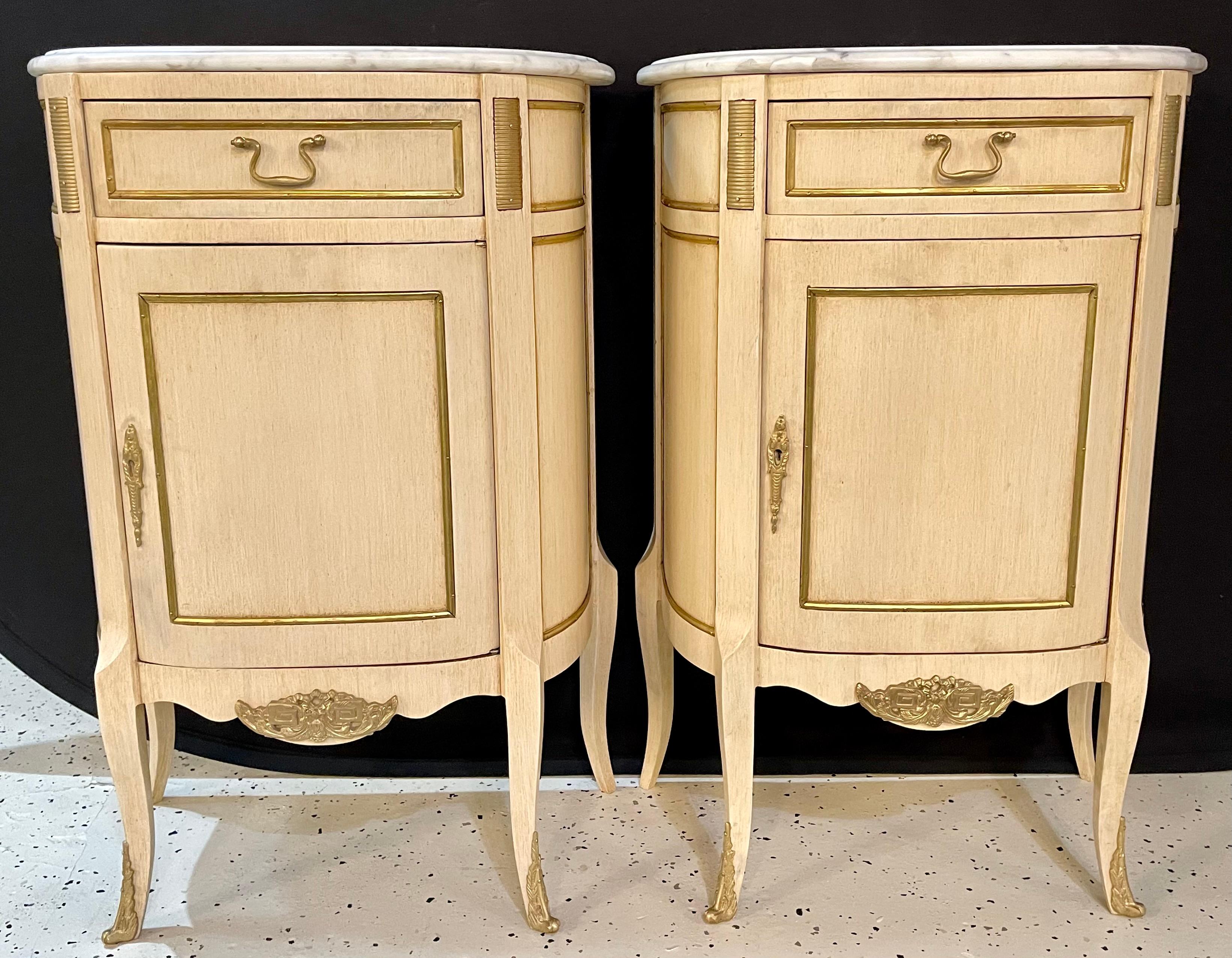 Hand-Painted Hollywood Regency Painted End Tables, Nightstands or Pedestals, a Pair