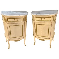 Hollywood Regency Painted End Tables, Nightstands or Pedestals, a Pair