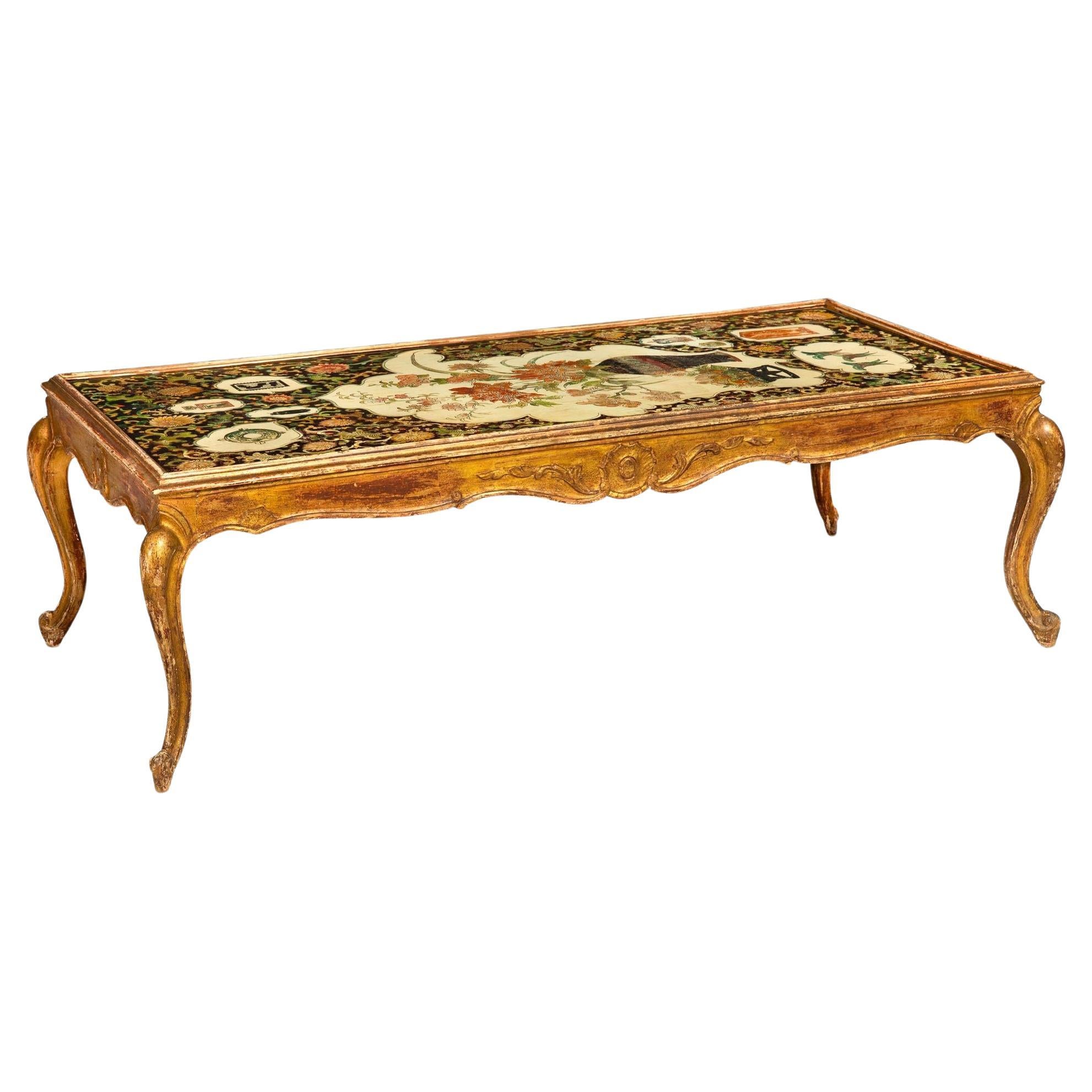 Hollywood Regency Painted Polychromed Low Coffee Table ca. 1940 For Sale