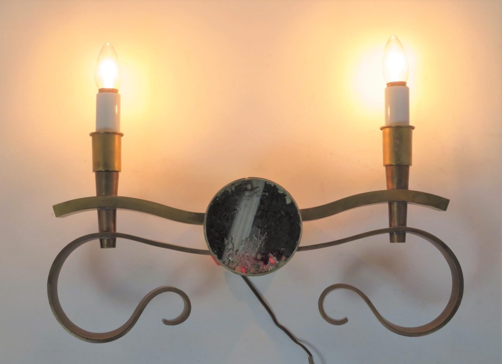 Hollywood Regency Coppia di lampade Art Deco francesi a 2 luci in bronzo 1930. in vendita 10