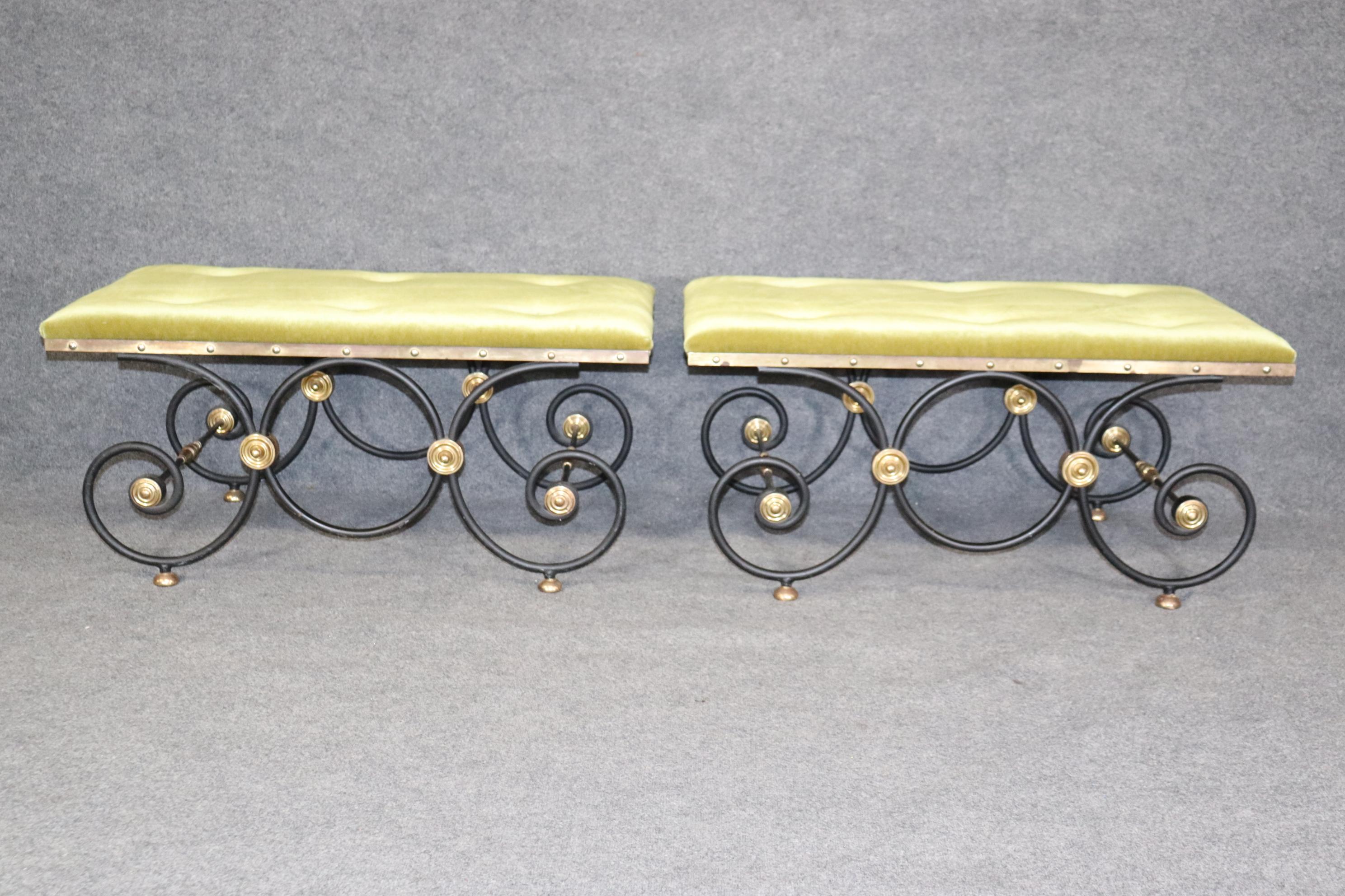 Cast Hollywood Regency Pair of Benches Attributed to Maison Jansen For Sale