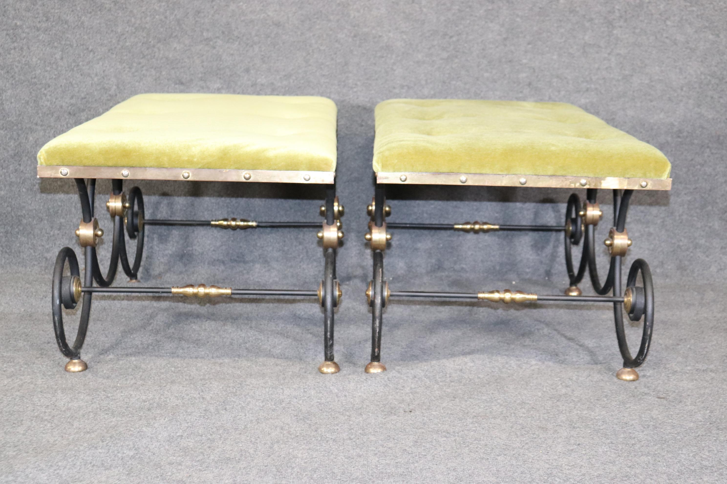 Hollywood Regency Pair of Benches Attributed to Maison Jansen In Good Condition For Sale In Swedesboro, NJ