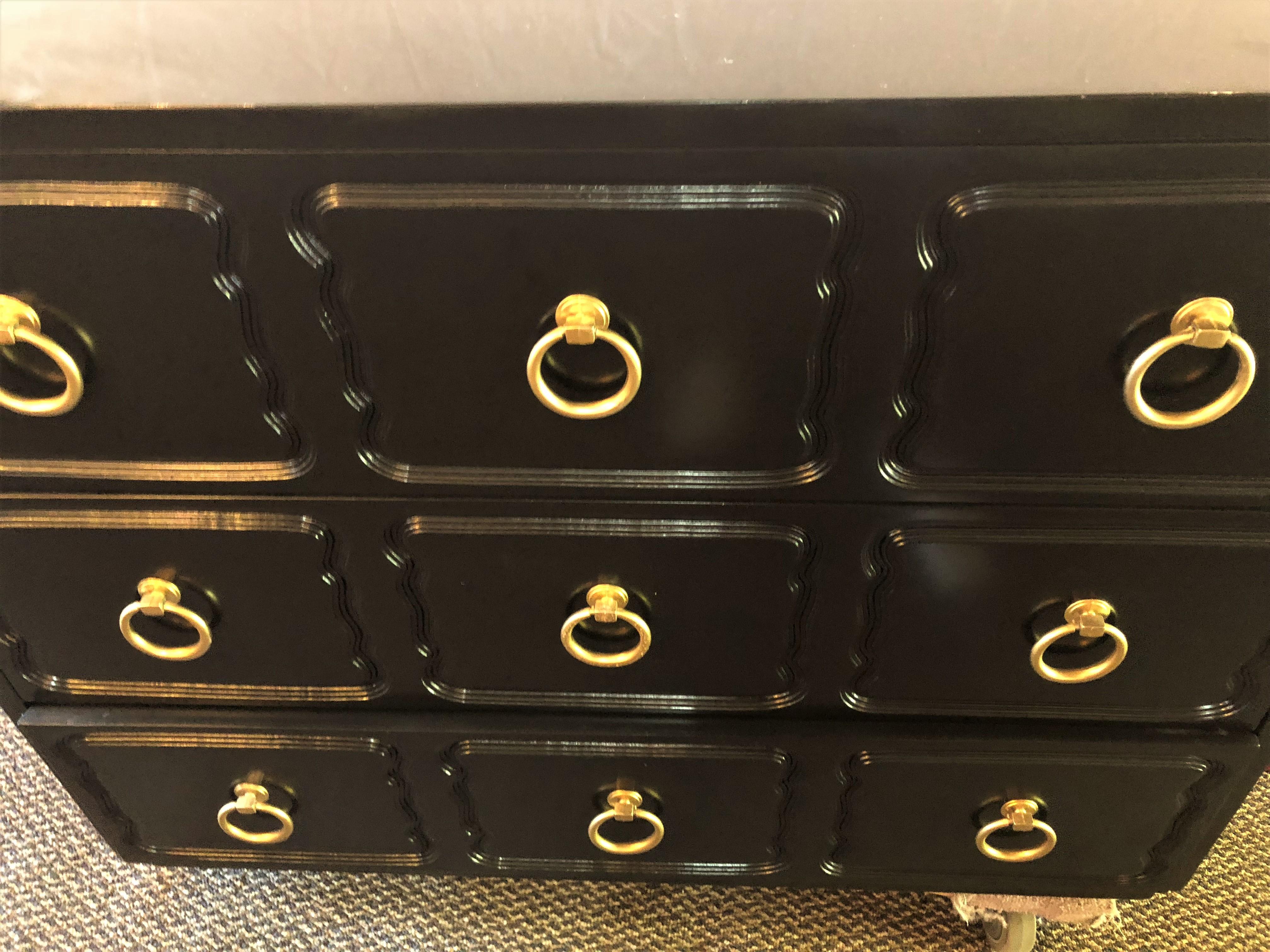 Hollywood Regency Pair of Ebony Refinished Dorothy Draper Style Chests/Commodes 4