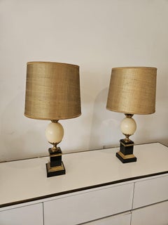 Hollywood Regency, Pair of Ostrich Egg Table Lamps