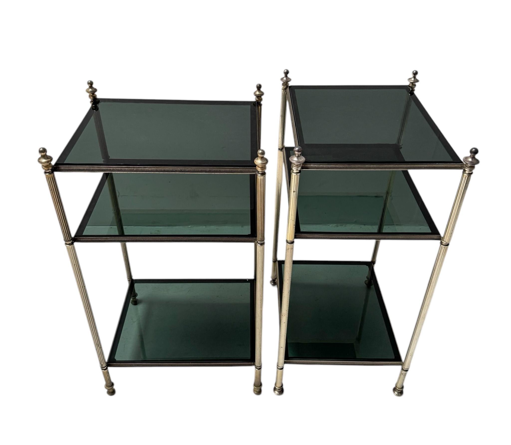 Mid-20th Century Hollywood Regency Pair of Side Tables by Maison Jansen, 1940s For Sale
