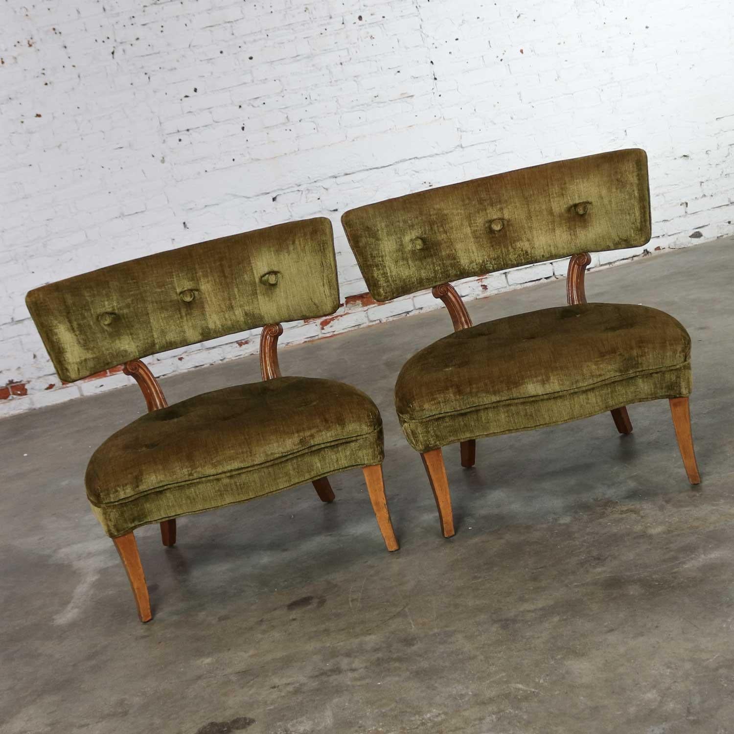 20th Century Hollywood Regency Pair Slipper Chairs Style of Lorin Jackson for Grosfeld House