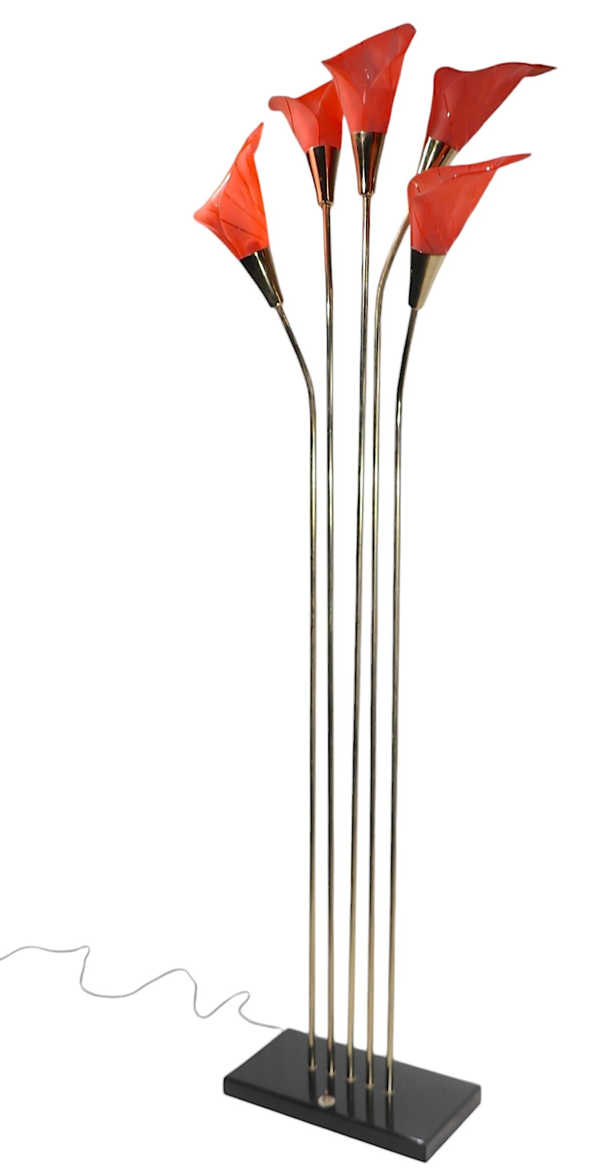 American Hollywood Regency Palm Beach Modern Calla Lilly Floor Lamp For Sale