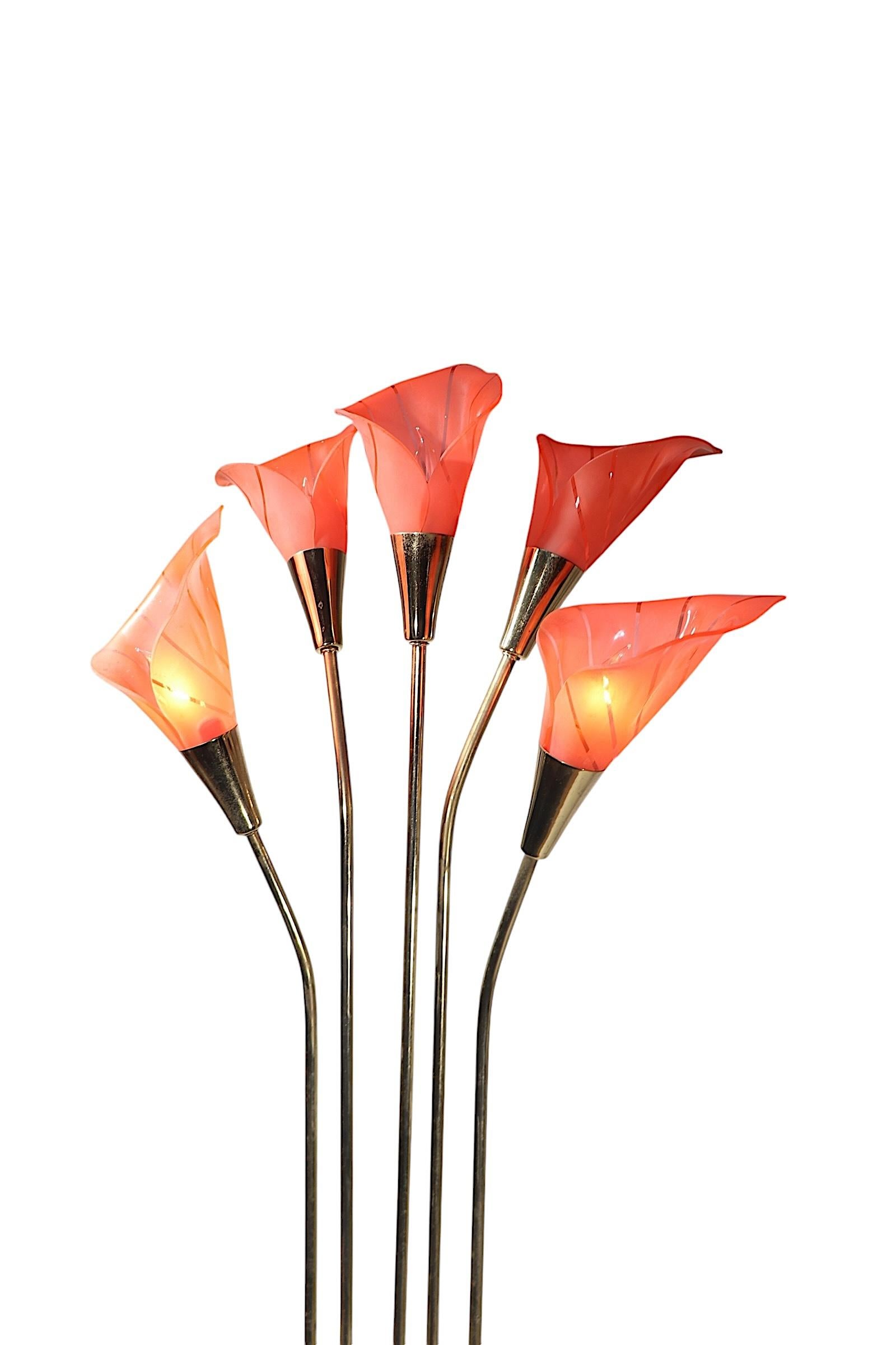 20th Century Hollywood Regency Palm Beach Modern Calla Lilly Floor Lamp For Sale