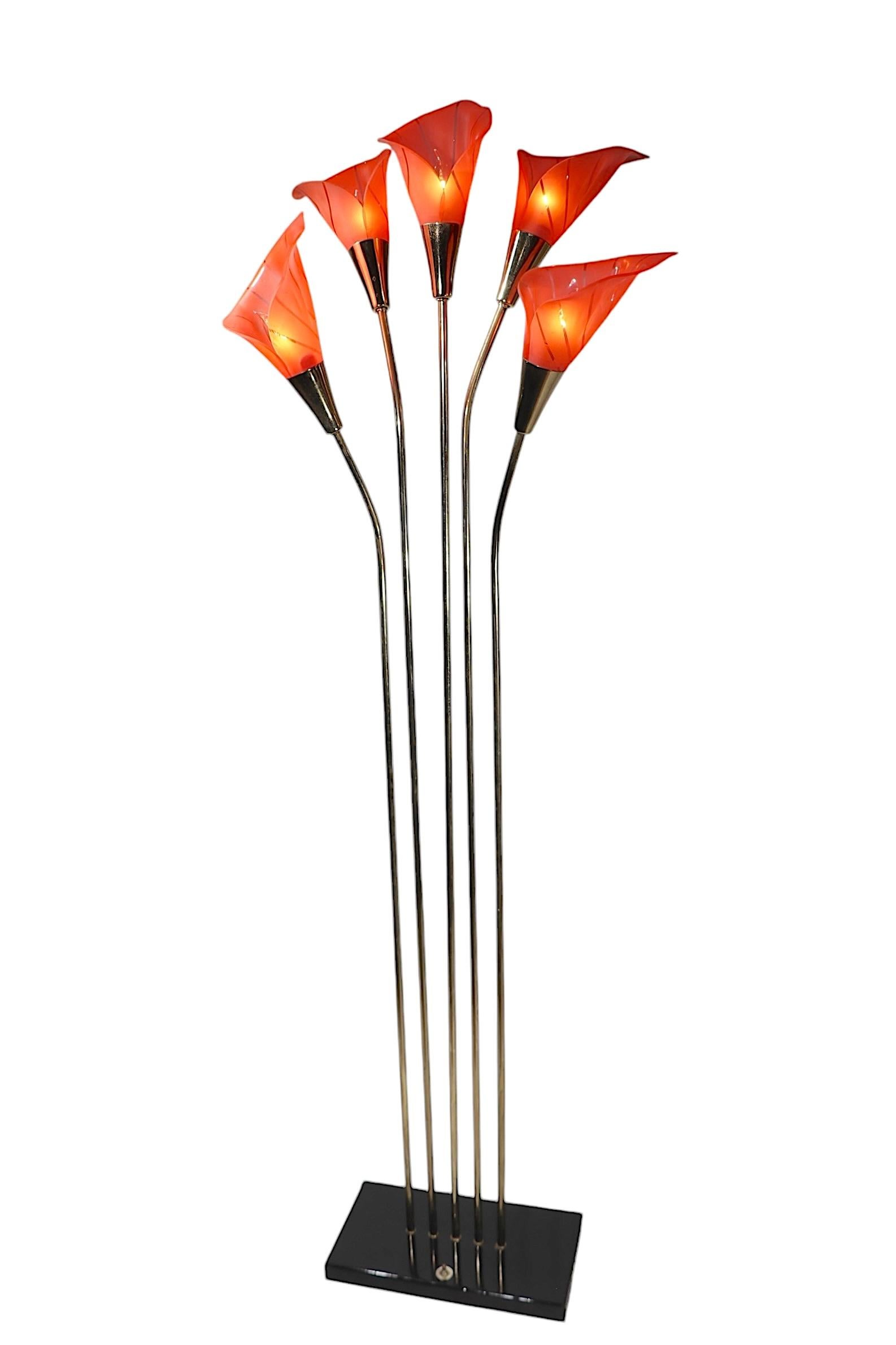 Metal Hollywood Regency Palm Beach Modern Calla Lilly Floor Lamp For Sale