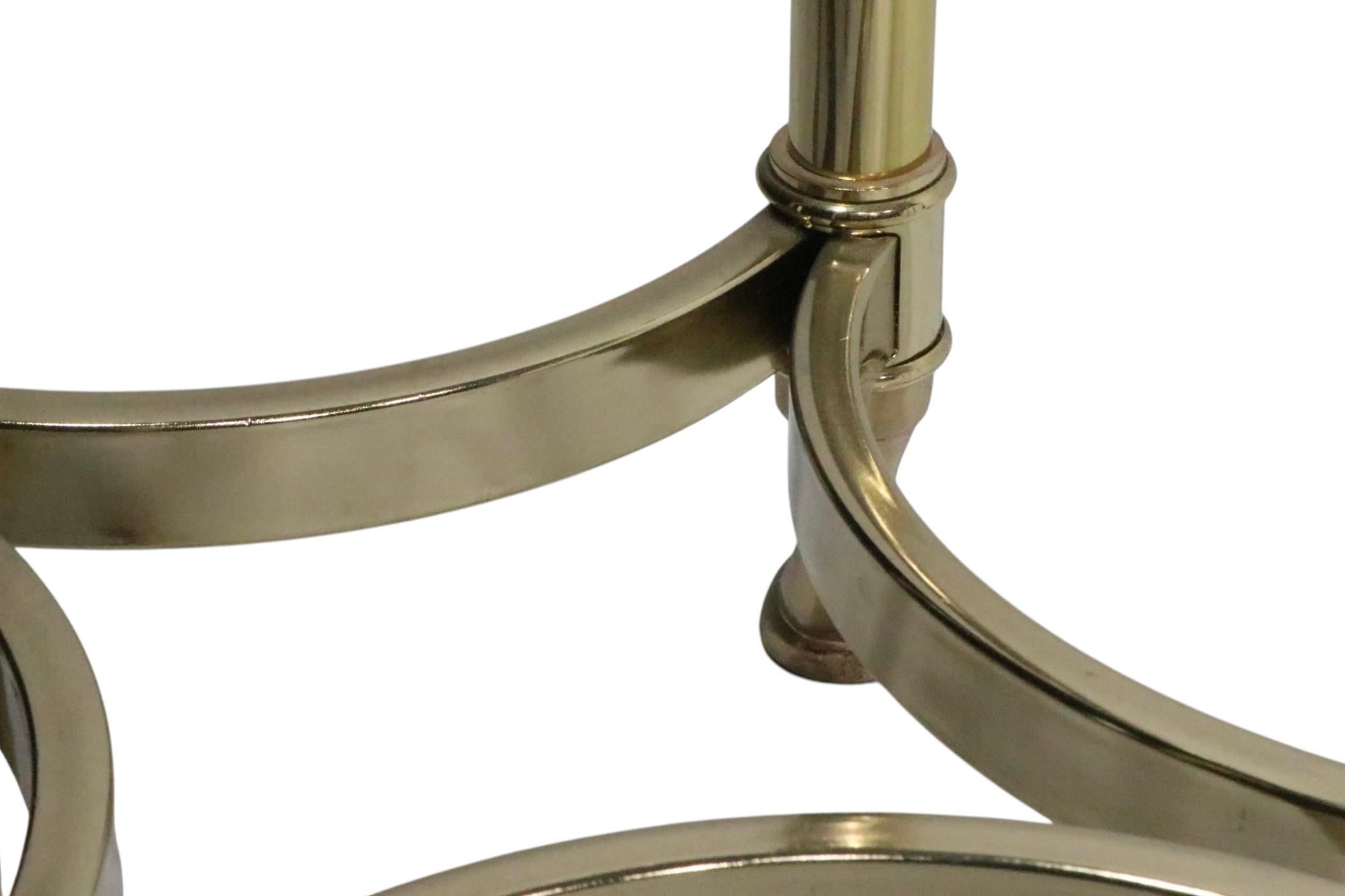 Hollywood Regency Palm Beach Modern Oval Glass Top Brass Base Console Table For Sale 4