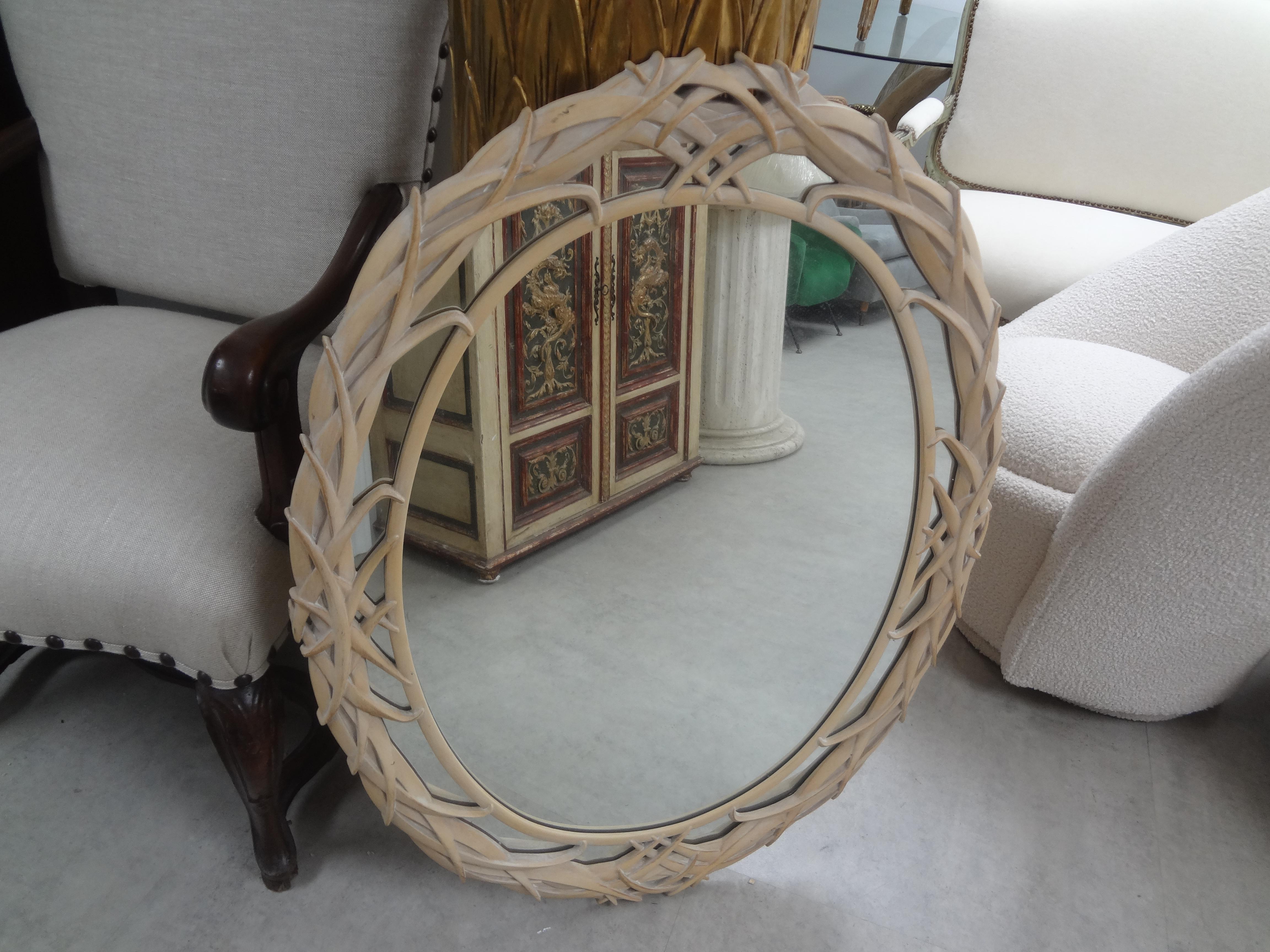 Hollywood Regency Palm Frond Oval Mirror 4