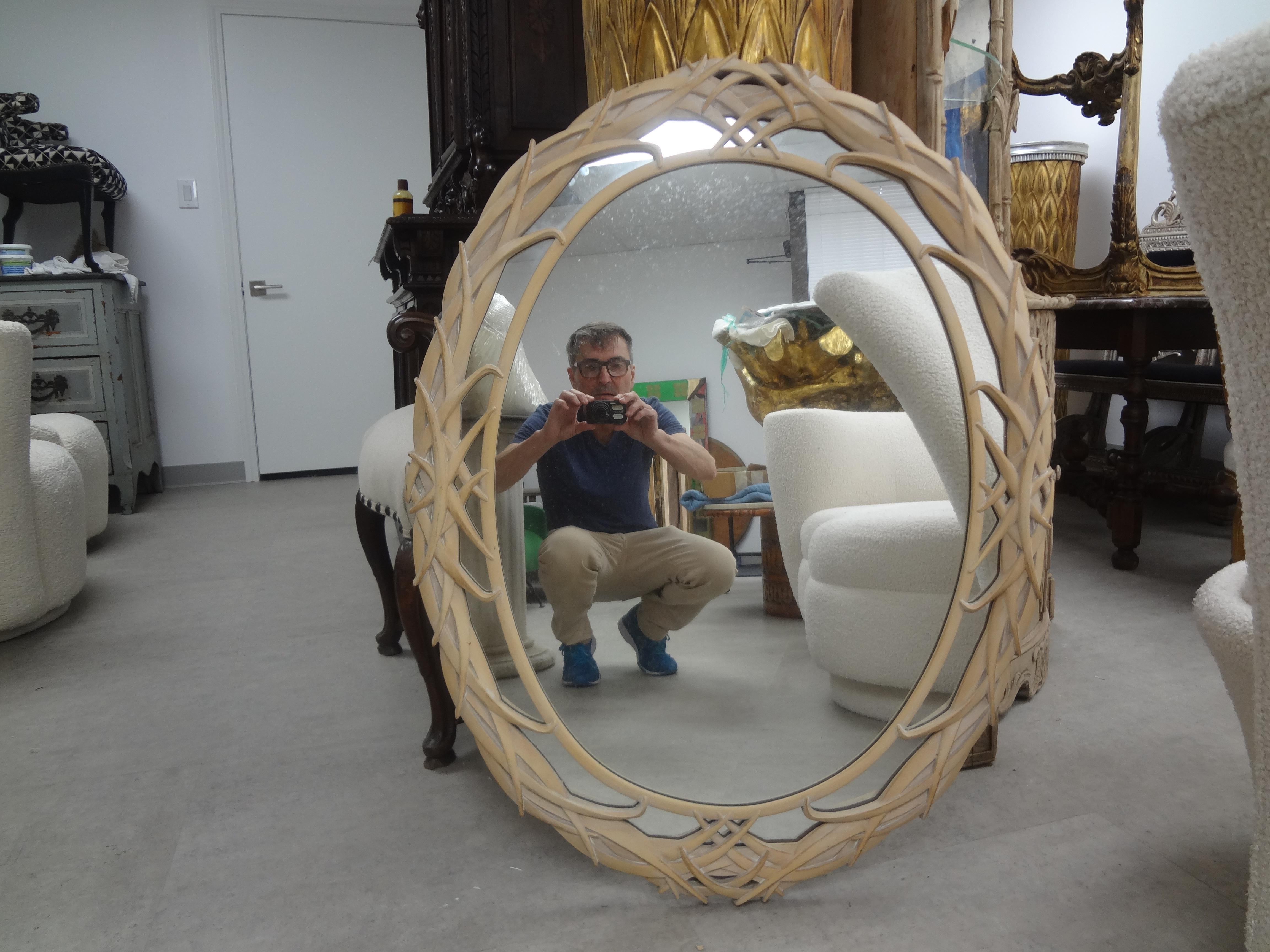 Hollywood Regency Palm Frond Oval Mirror 5