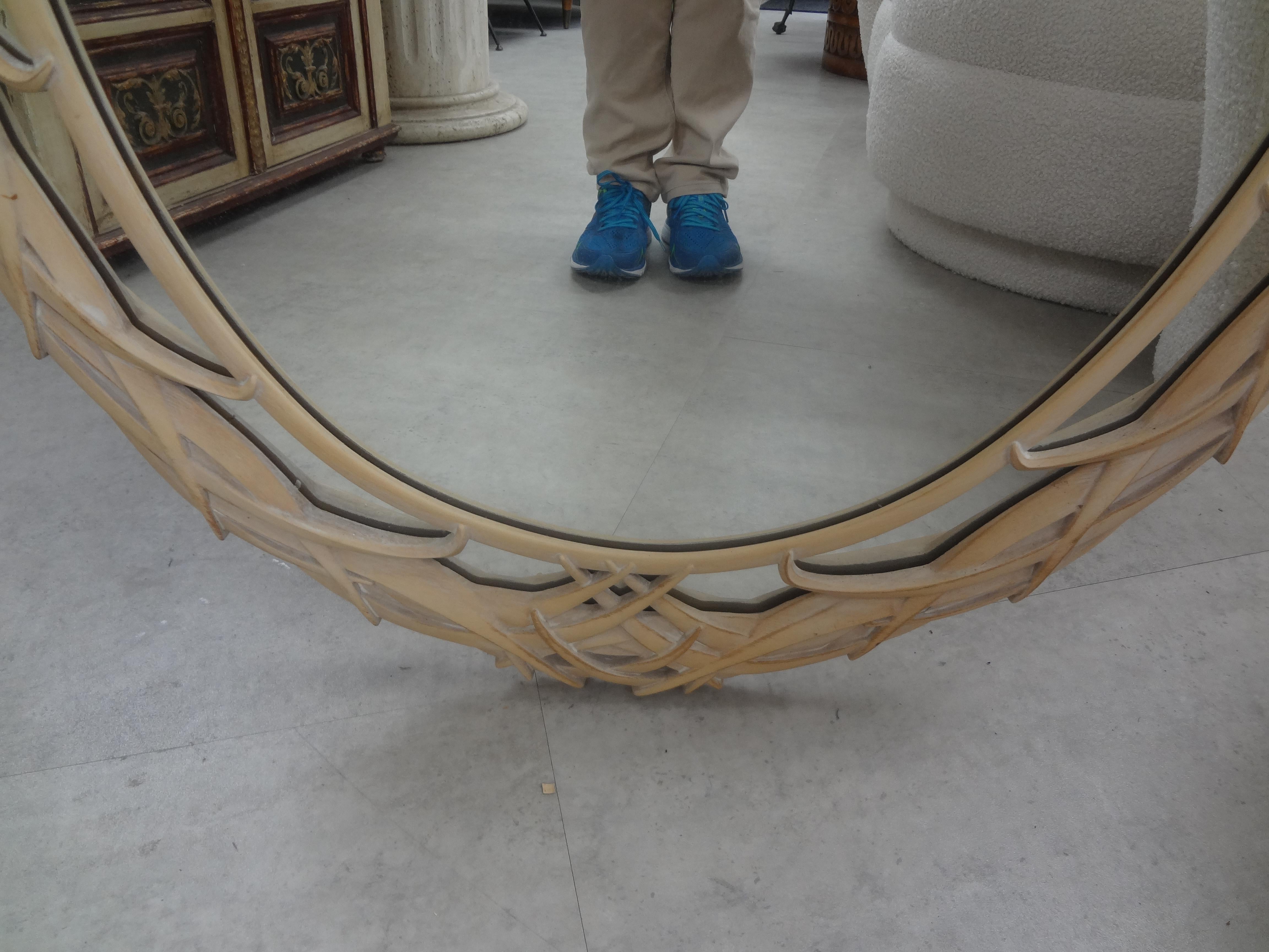 Composition Hollywood Regency Palm Frond Oval Mirror