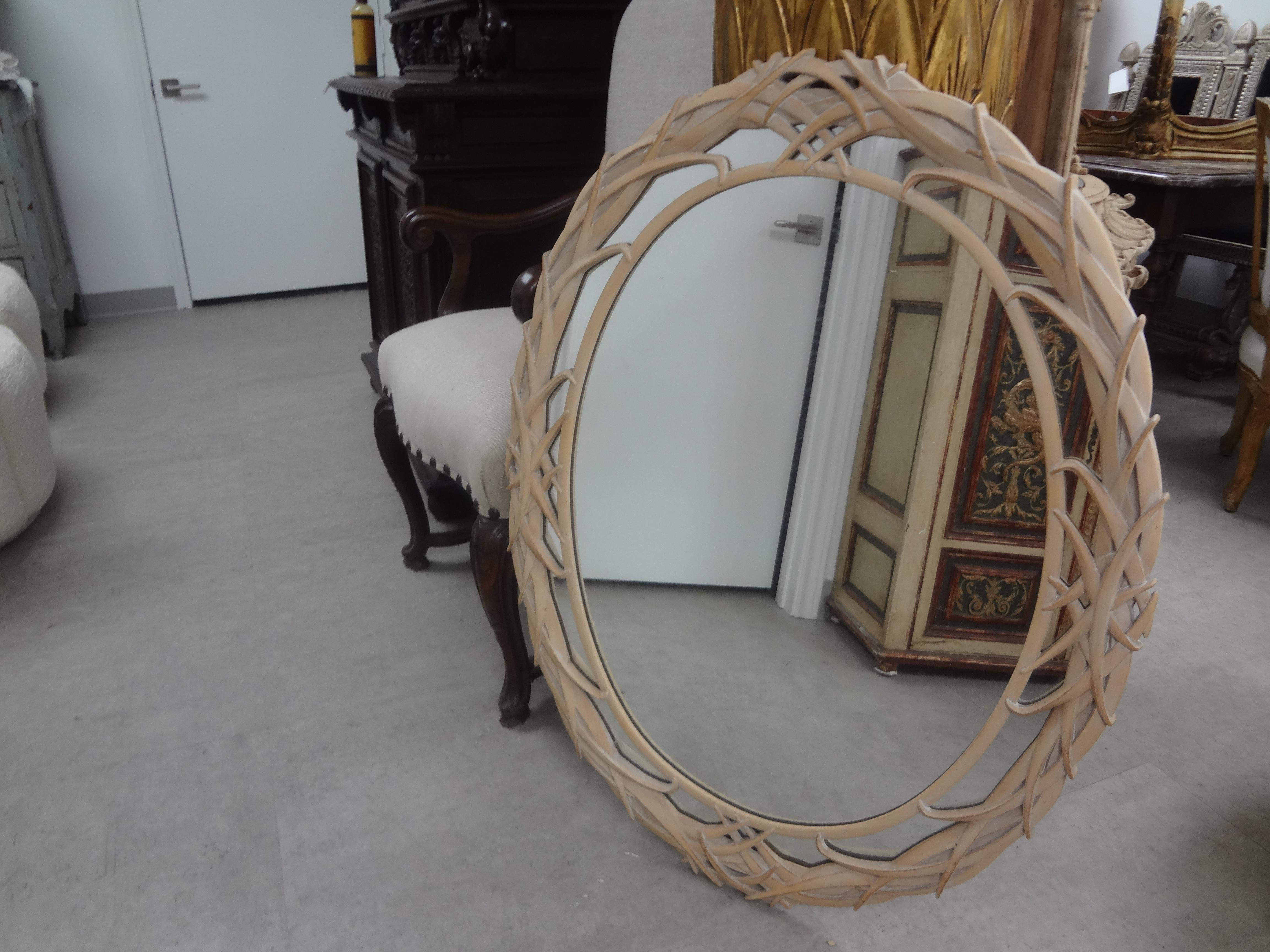 Hollywood Regency Palm Frond Oval Mirror 1
