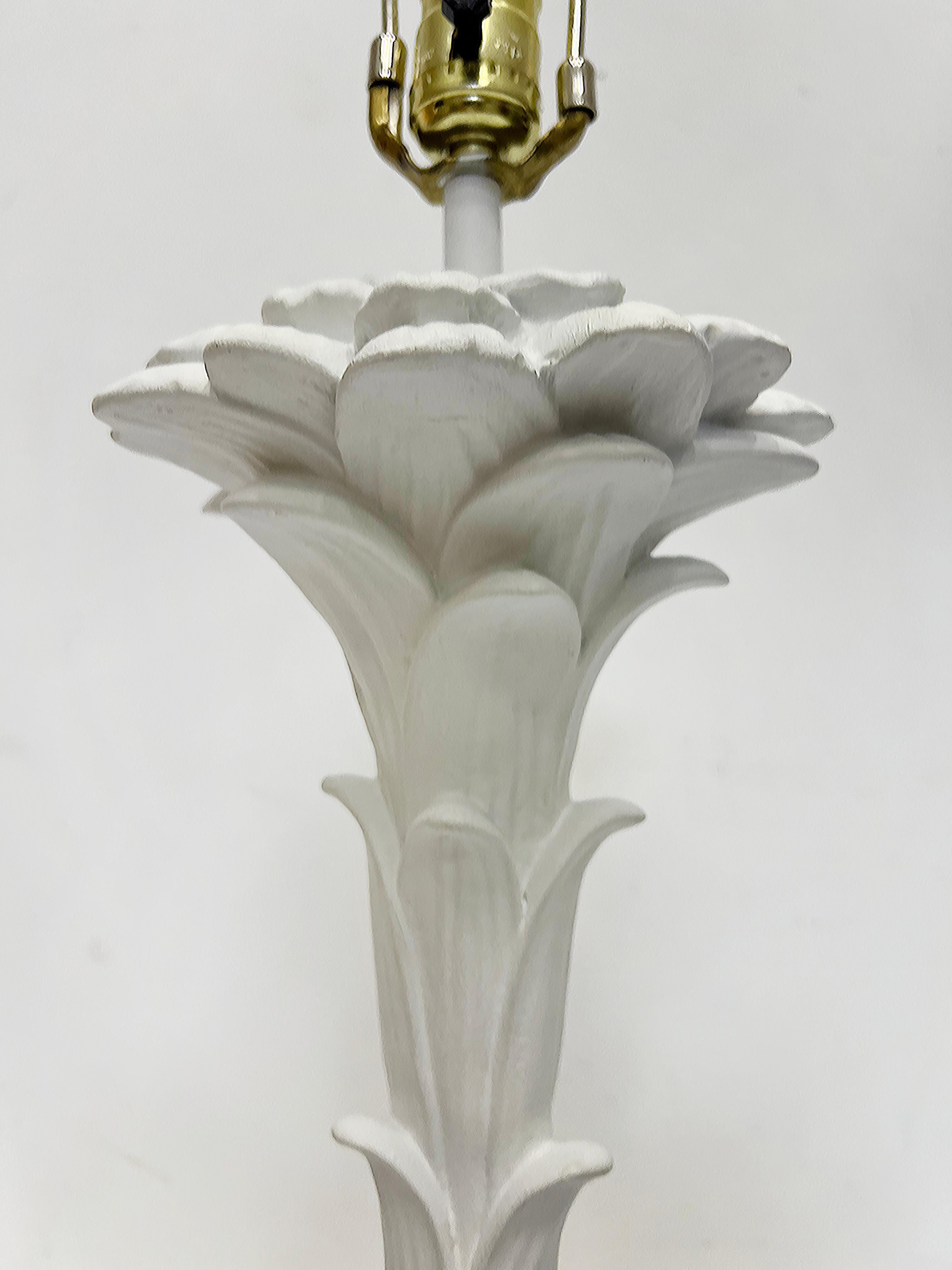 Hollywood Regency Palm Fronds Plaster Lamps, Serge Roche Style, Pair 1