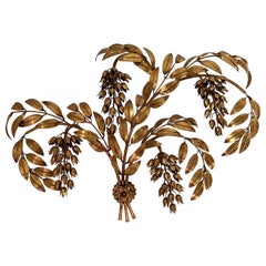 Hollywood Regency palm leaf wall sconce attributed to Hans Kögl