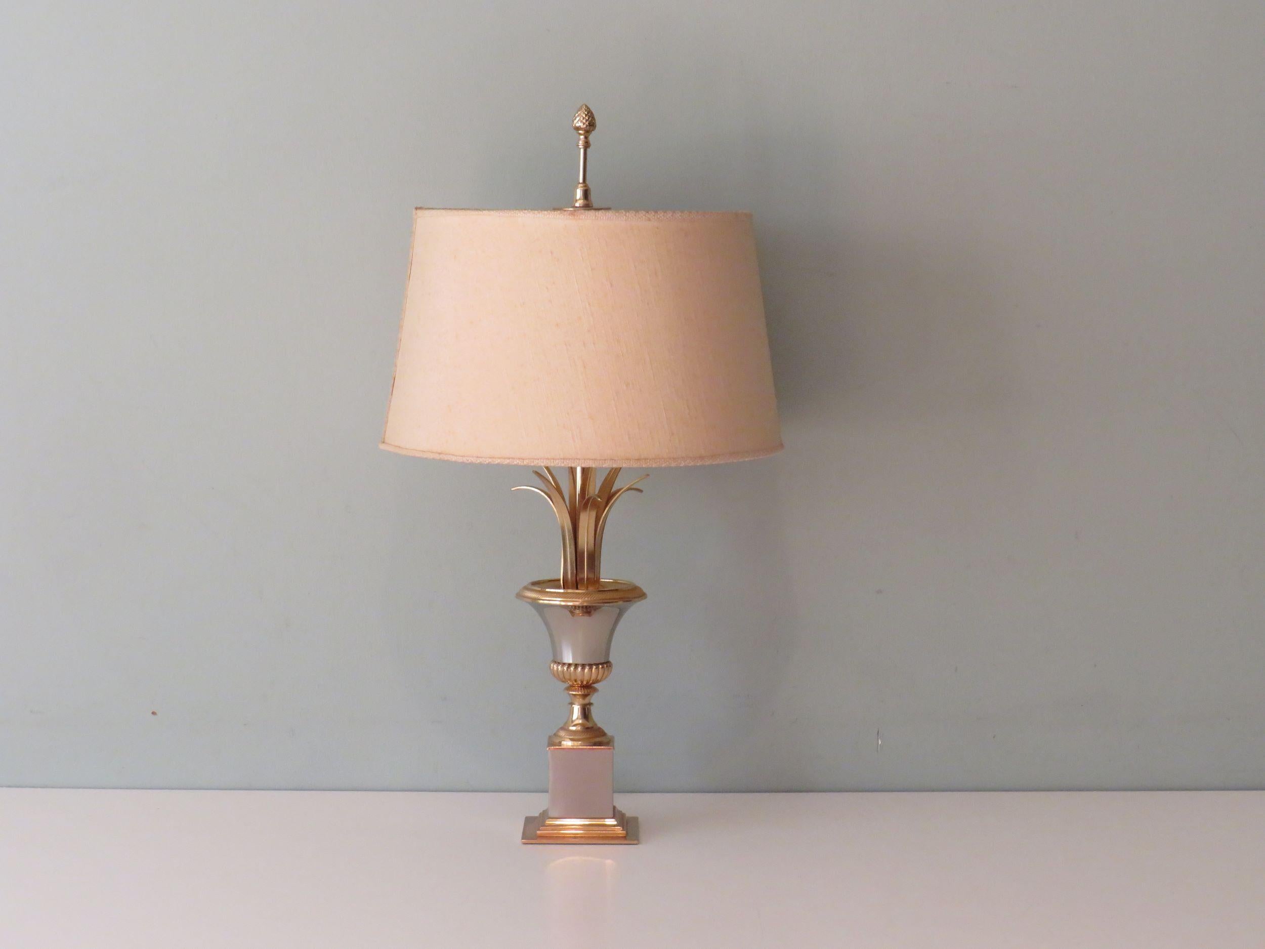 Belgian Hollywood Regency Palm Table Lamp by SA Boulanger in the Style of Maison Jansen For Sale