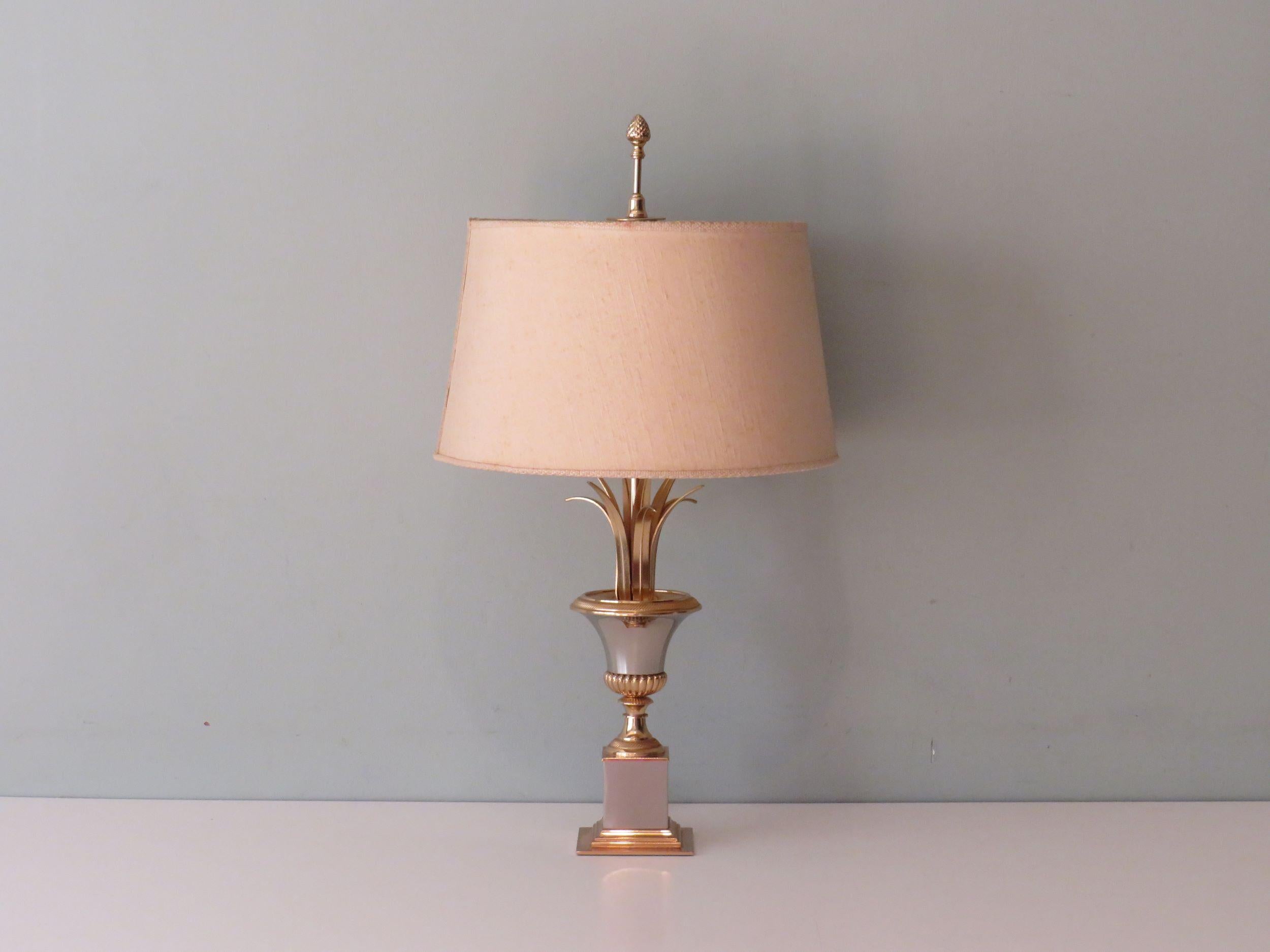 Hollywood Regency Palm Table Lamp by SA Boulanger in the Style of Maison Jansen In Good Condition For Sale In Herentals, BE