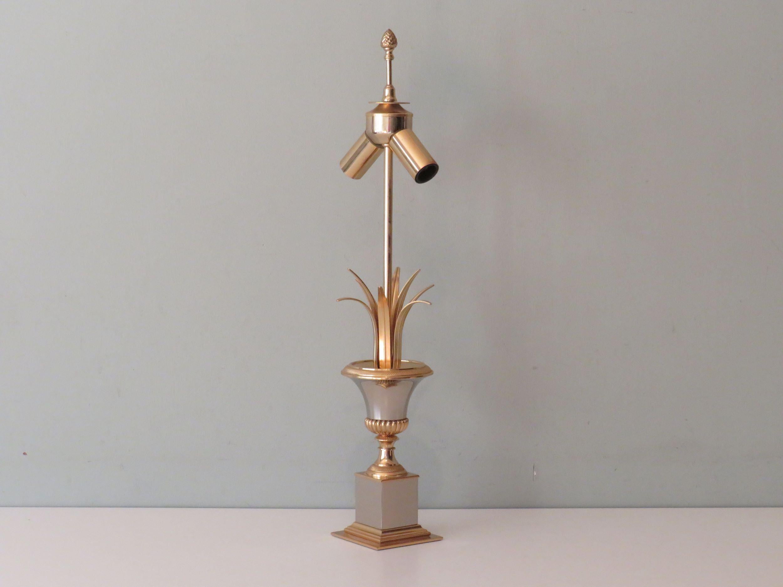 Mid-20th Century Hollywood Regency Palm Table Lamp by SA Boulanger in the Style of Maison Jansen For Sale