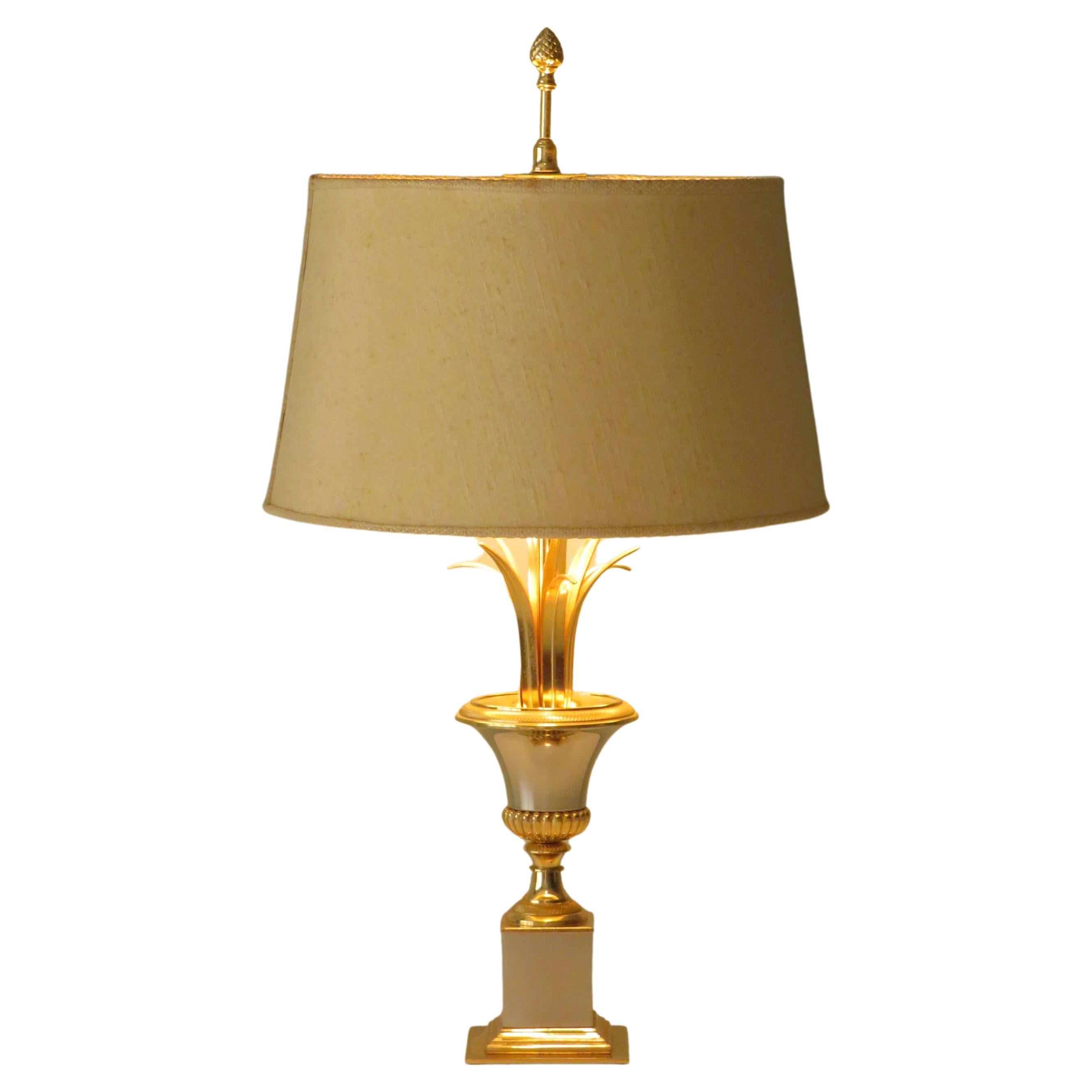 Hollywood Regency Palm Table Lamp by SA Boulanger in the Style of Maison Jansen For Sale