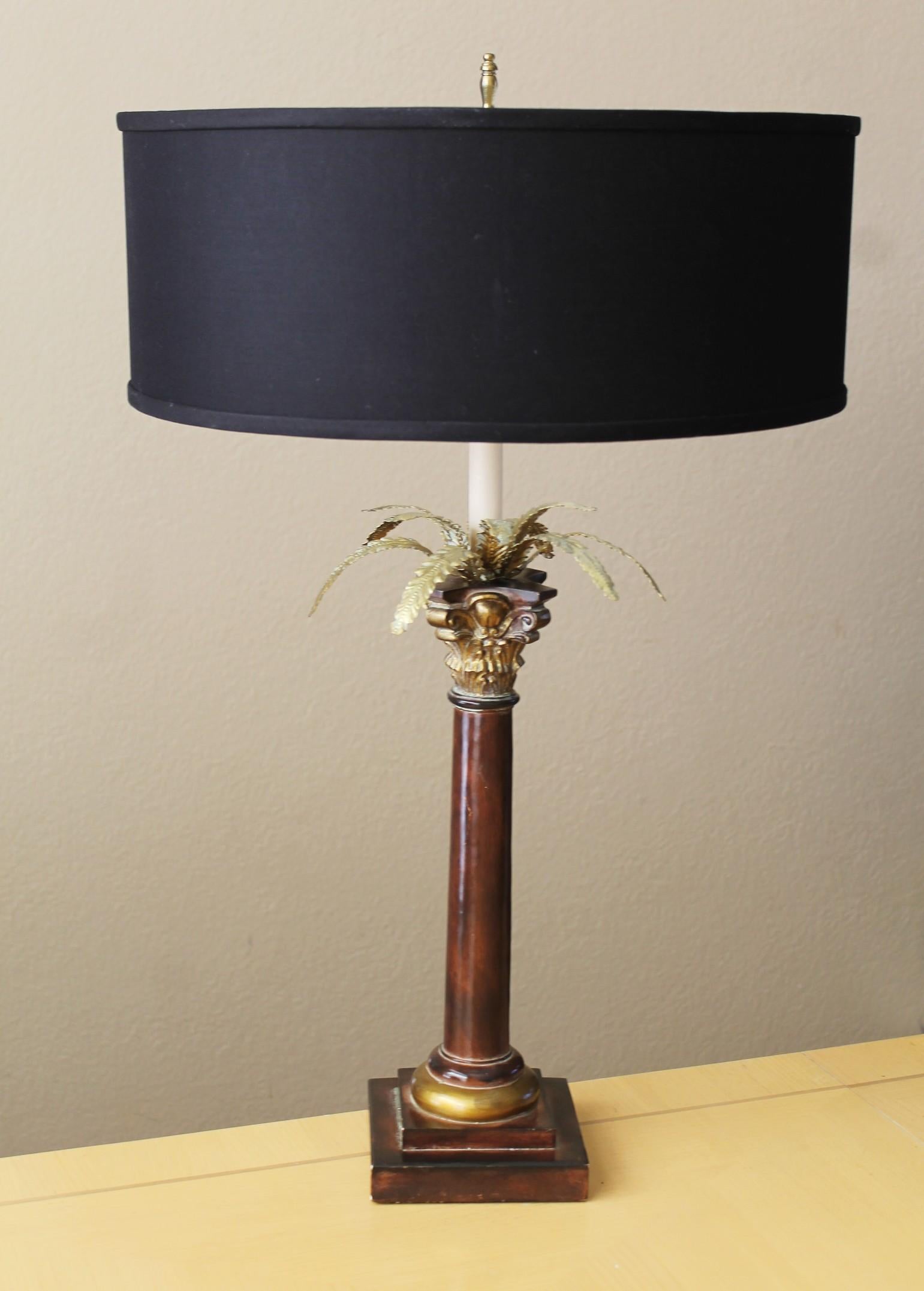 Lampada a colonna corinzia Hollywood Regency Palm Tree. Maison Jansen in stile metallo In condizioni buone in vendita a Peoria, AZ