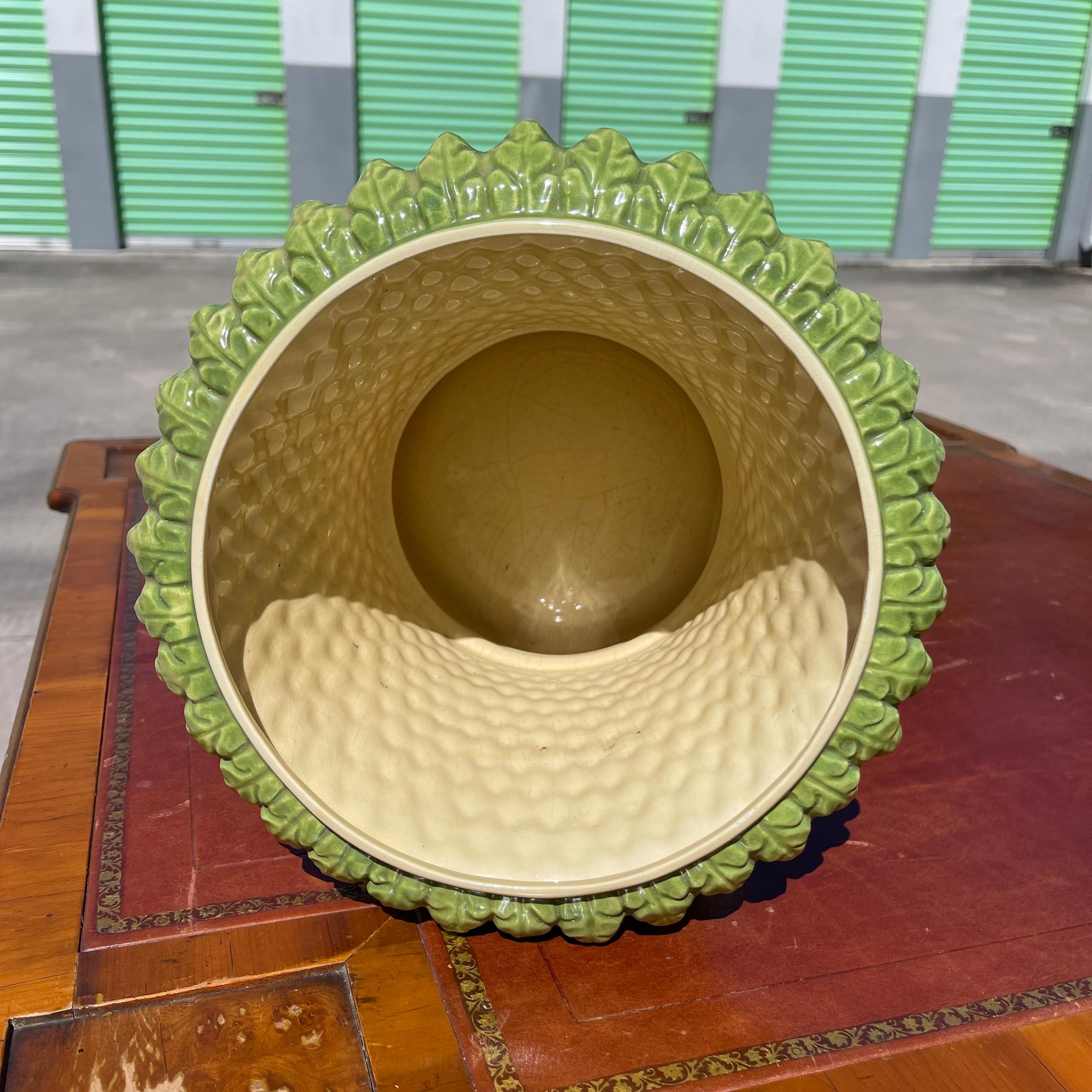 Hollywood Regency Palm Tree Form Glazed Cachepot Planter Pot For Sale 1