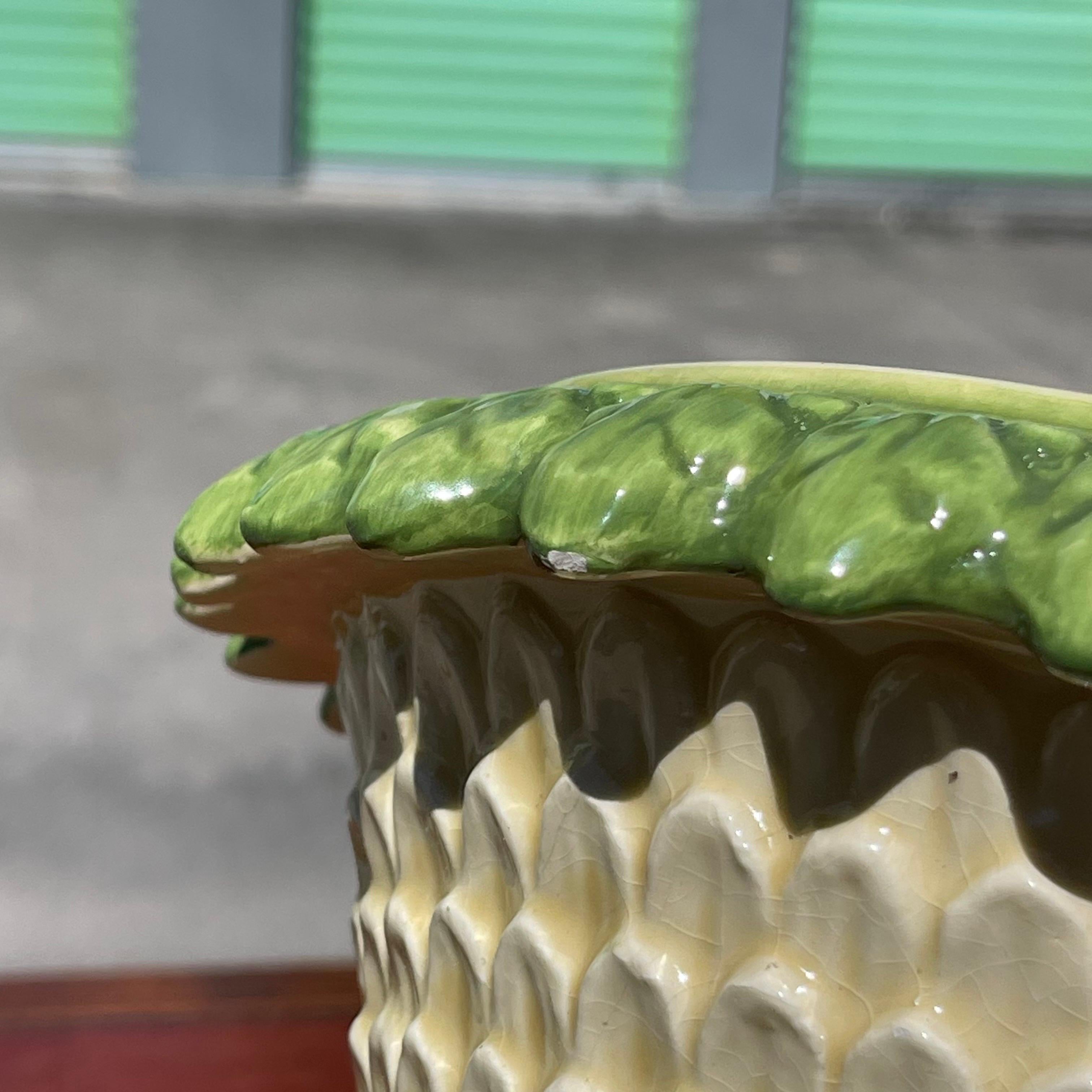 Hollywood Regency Palm Tree Form Glazed Cachepot Planter Pot For Sale 4